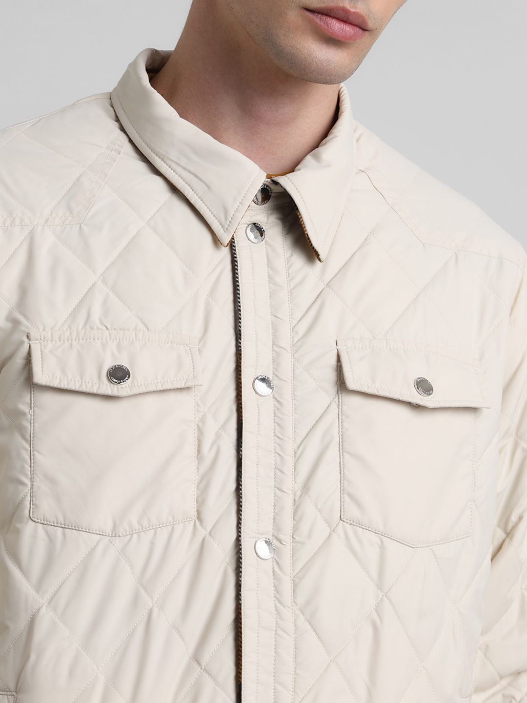 Beige Check Reversible Shacket