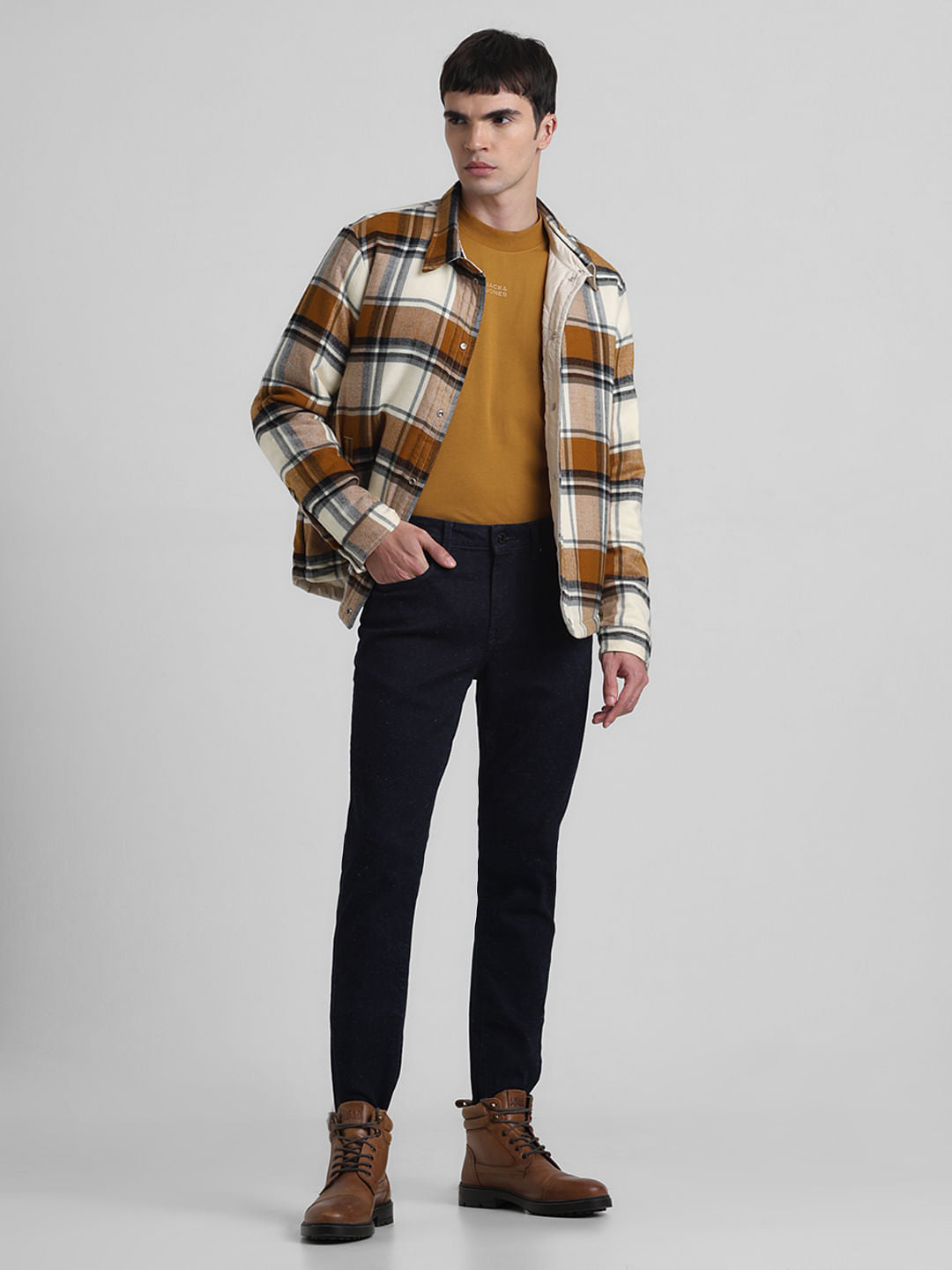 Beige Check Reversible Shacket