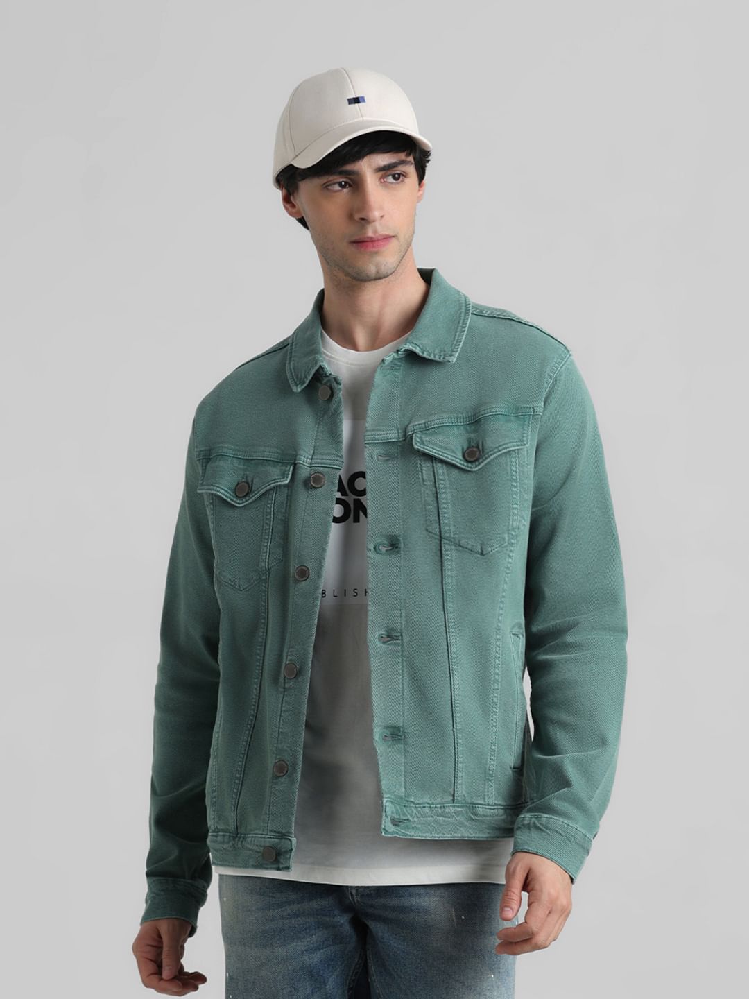 URBAN RACERS by JACK&JONES Green Over-Dyed Casual Jacket - S