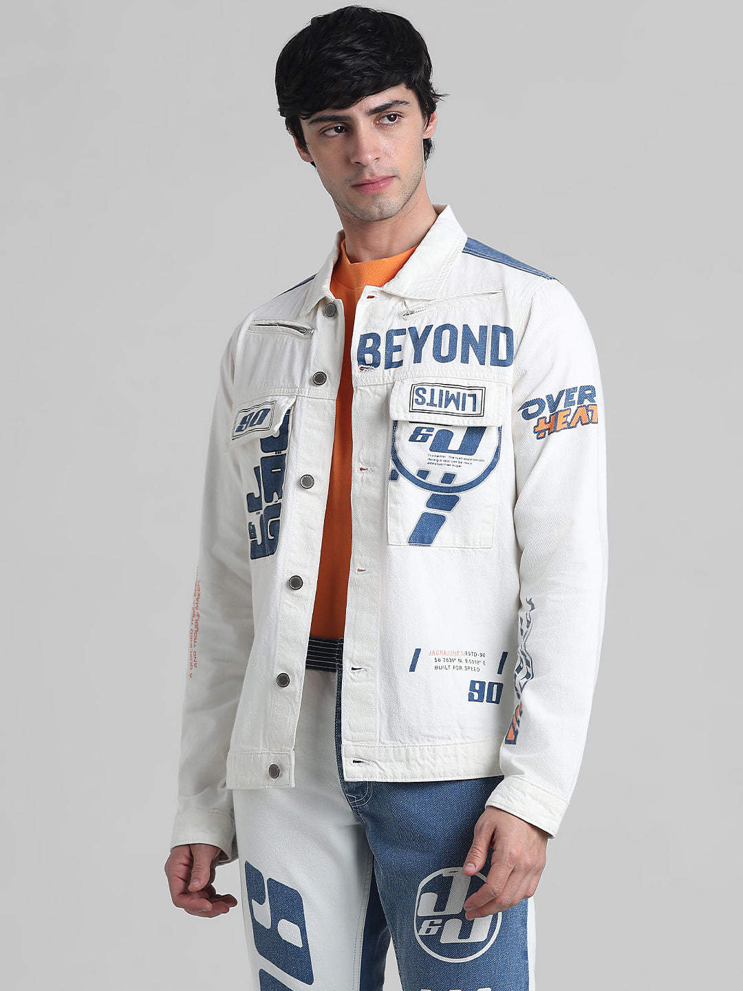 URBAN RACERS by JACK&JONES White Colourblocked Denim Jacket