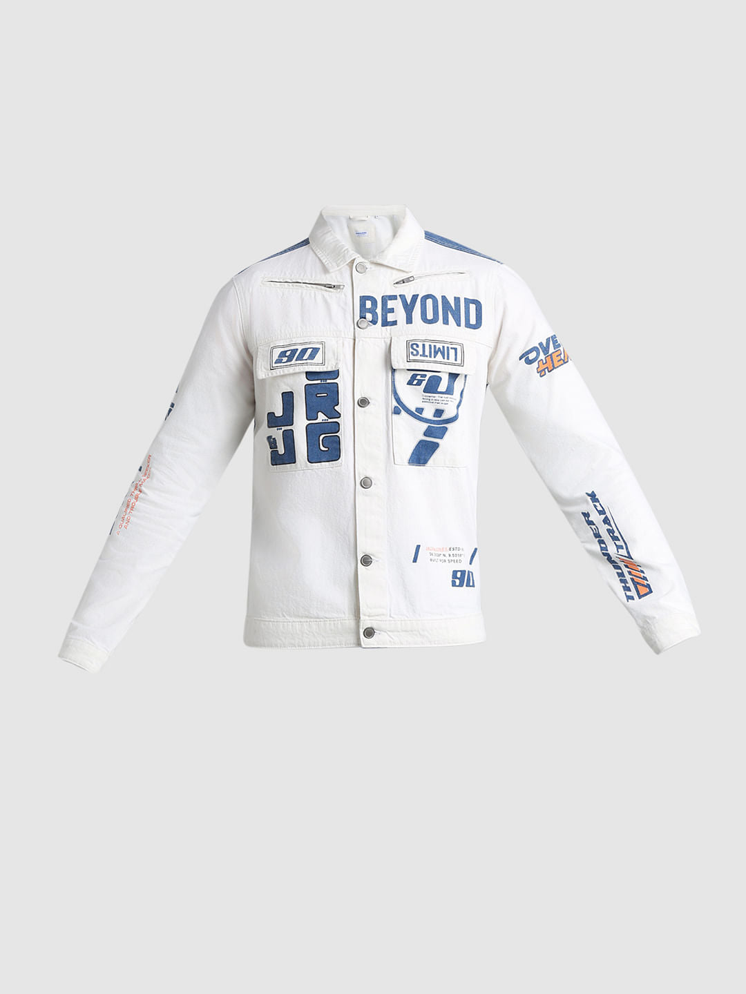 URBAN RACERS by JACK&JONES White Colourblocked Denim Jacket