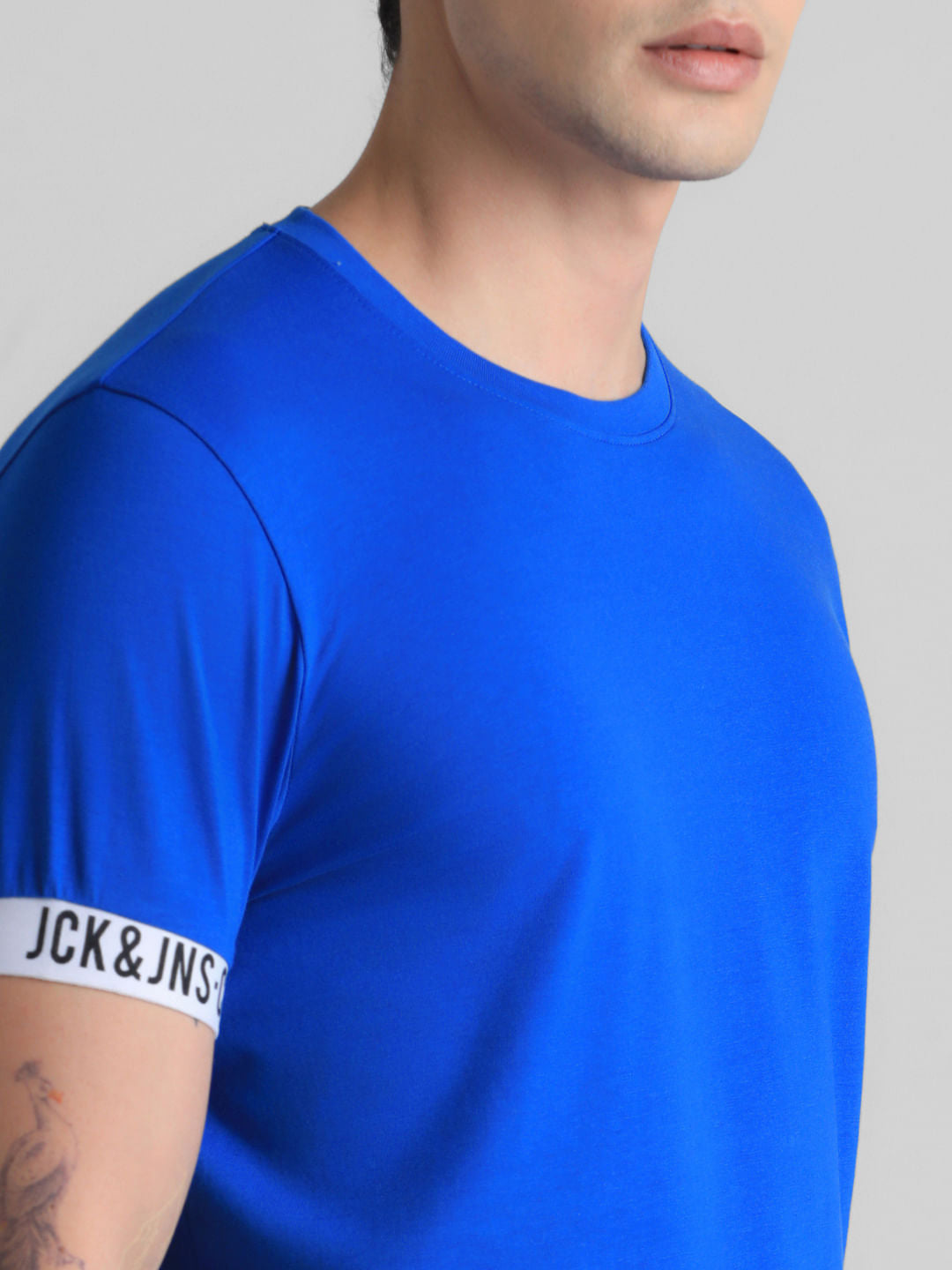 Blue Jacquard Slim Fit T-shirt