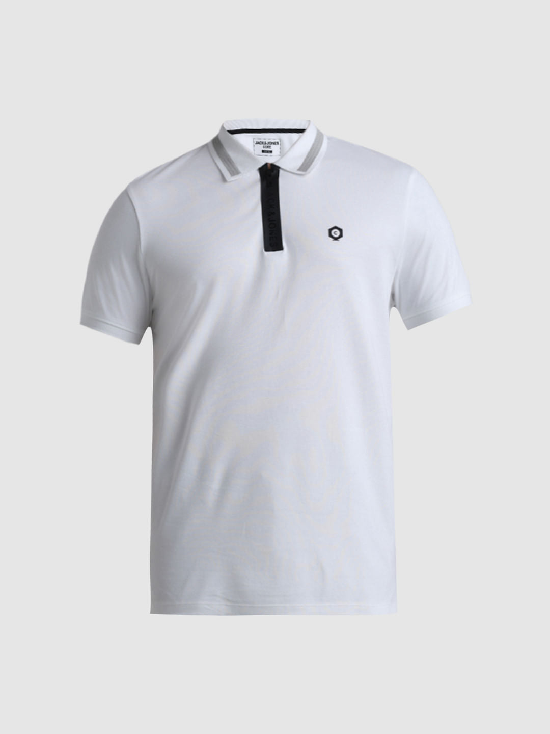 White Zip-Up Polo T-shirt