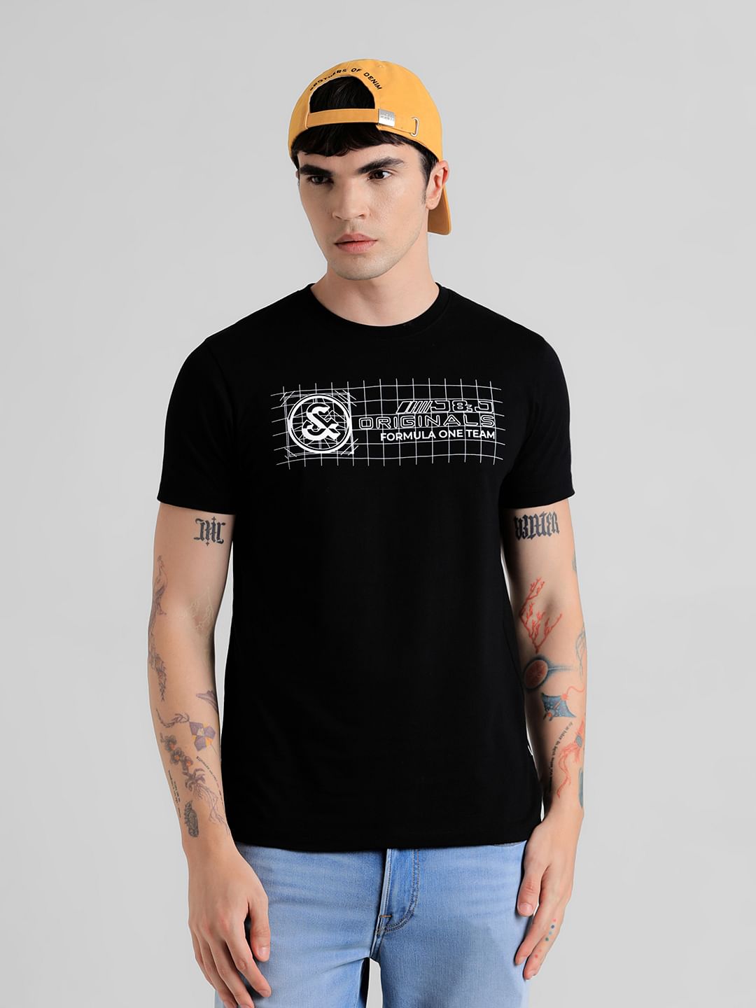 URBAN RACERS by JACK&JONES BLACK GRAPHIC PRINT T-SHIRT