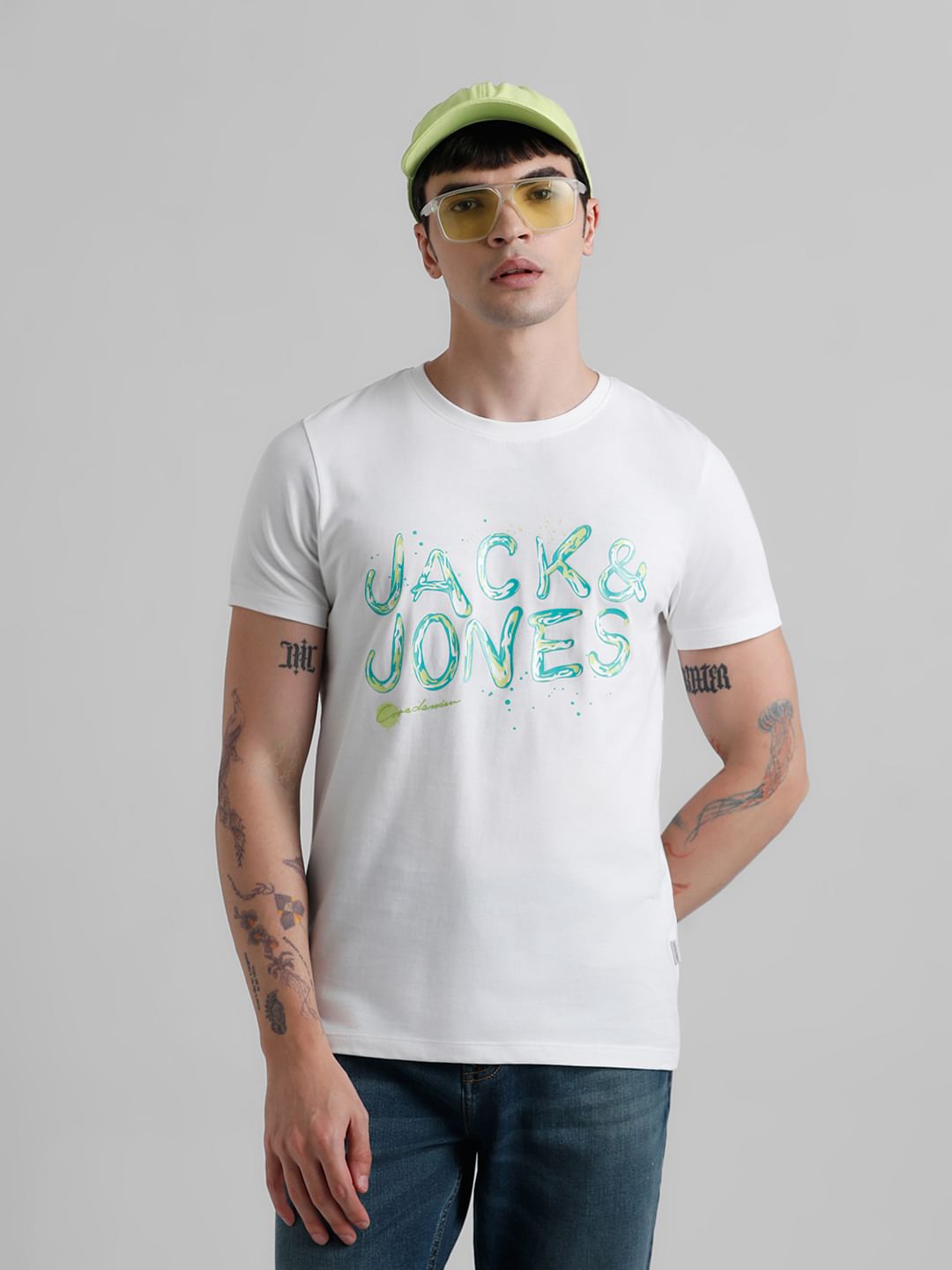 White Logo Print T-shirt - S