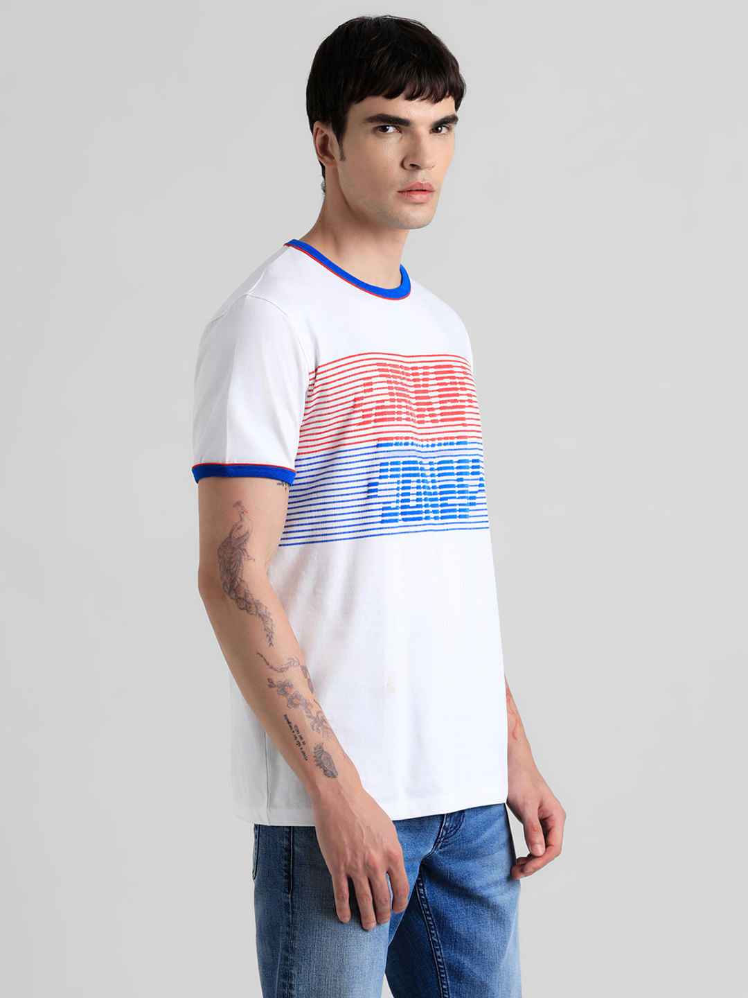 URBAN RACERS by JACK&JONES WHITE STRIPED T-SHIRT