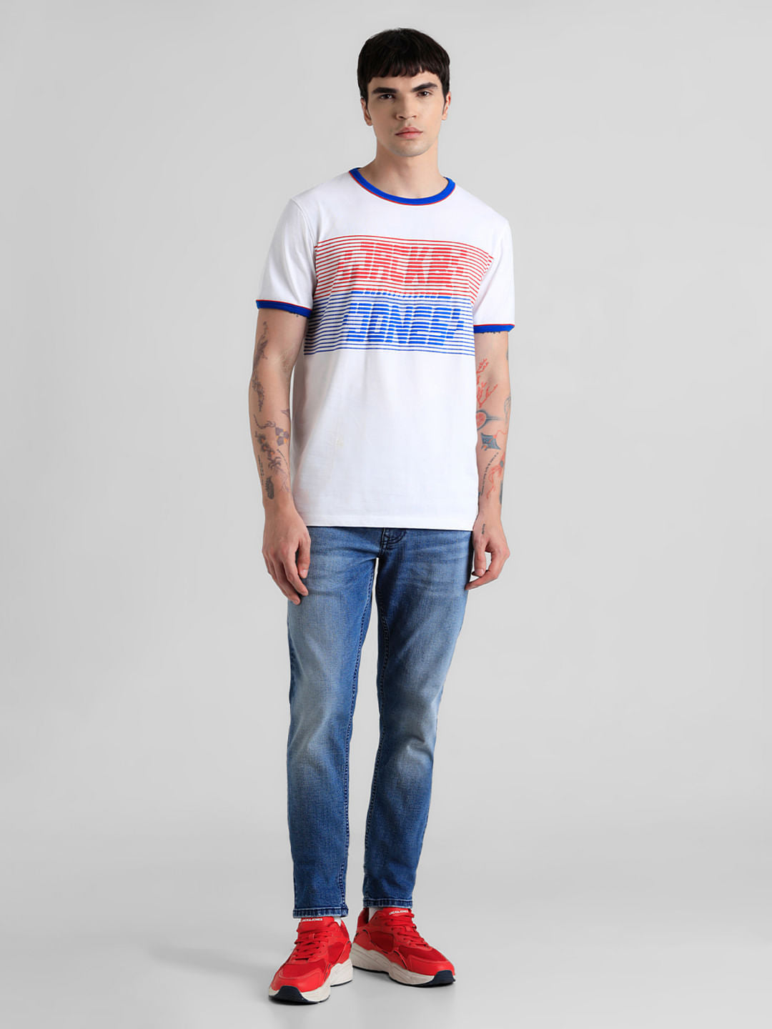 URBAN RACERS by JACK&JONES WHITE STRIPED T-SHIRT