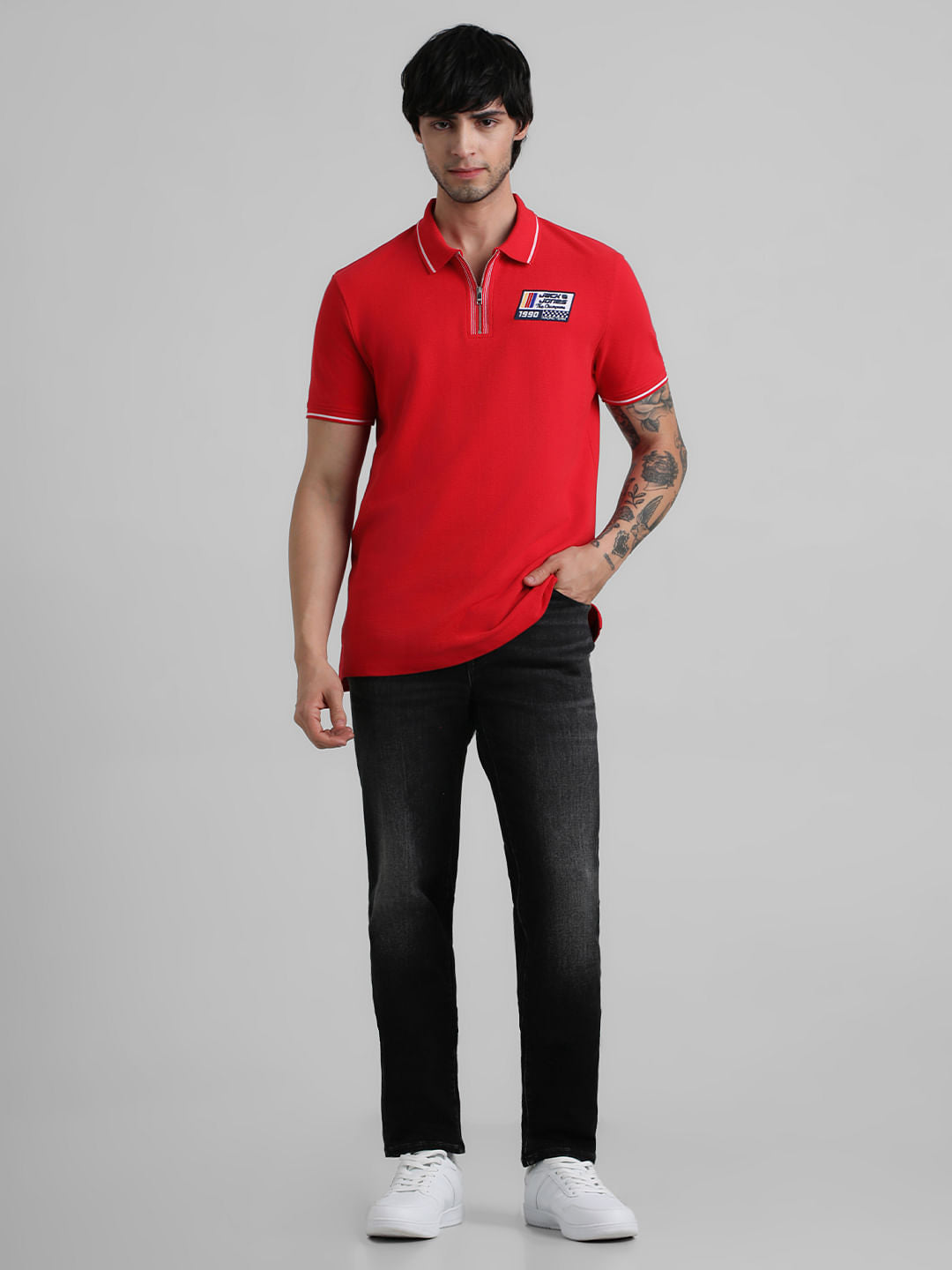 URBAN RACERS by JACK&JONES RED RACER BATCH POLO T-SHIRT