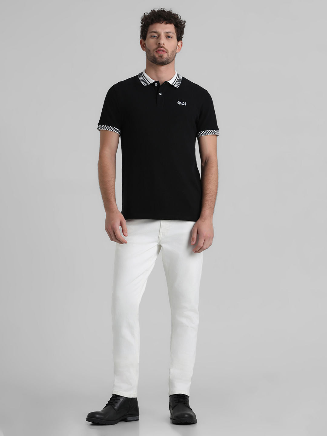 URBAN RACERS by JACK&JONES BLACK CONTRAST TIPPING POLO