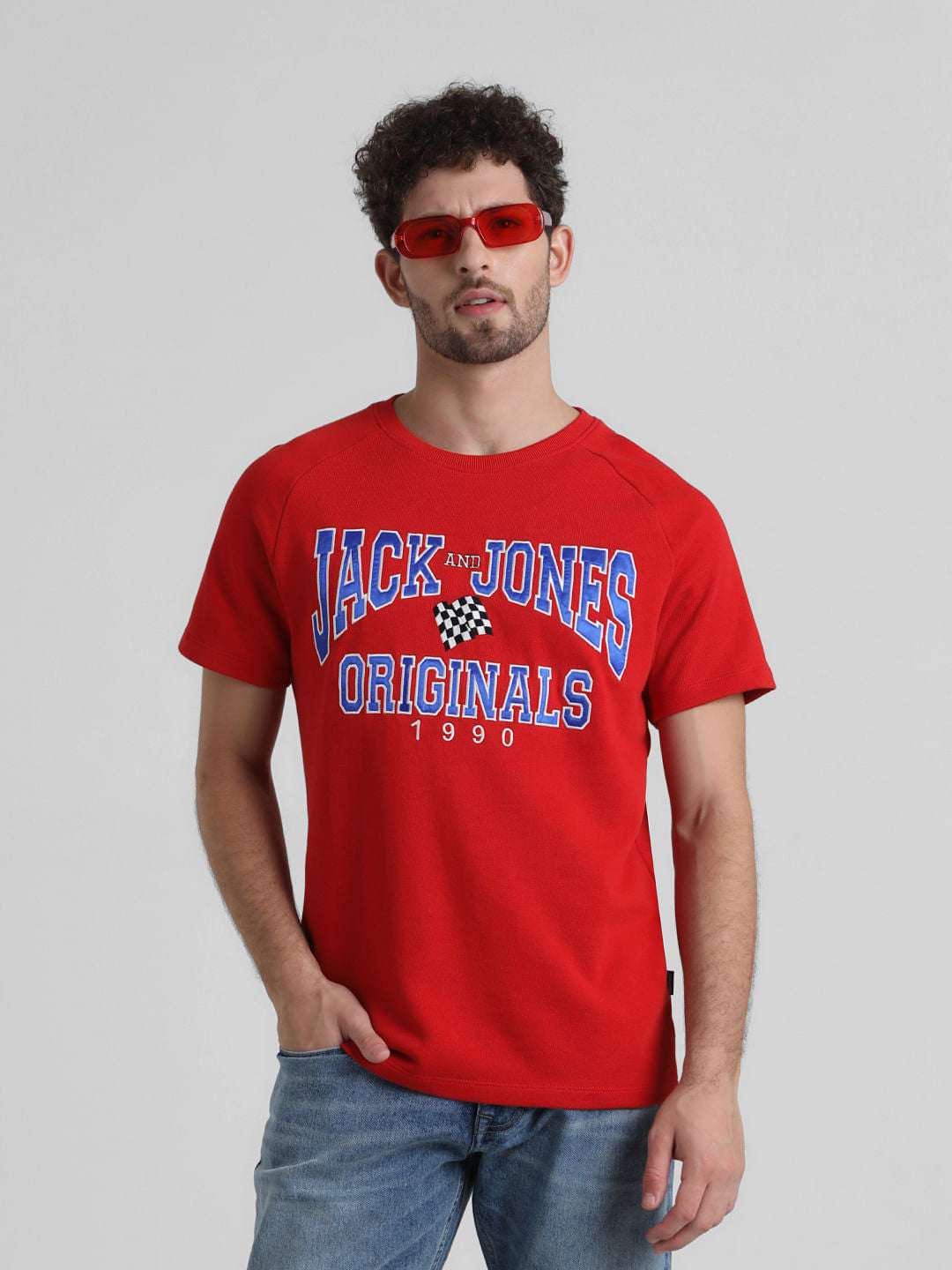 Originals Red Logo Print T-shirt - S
