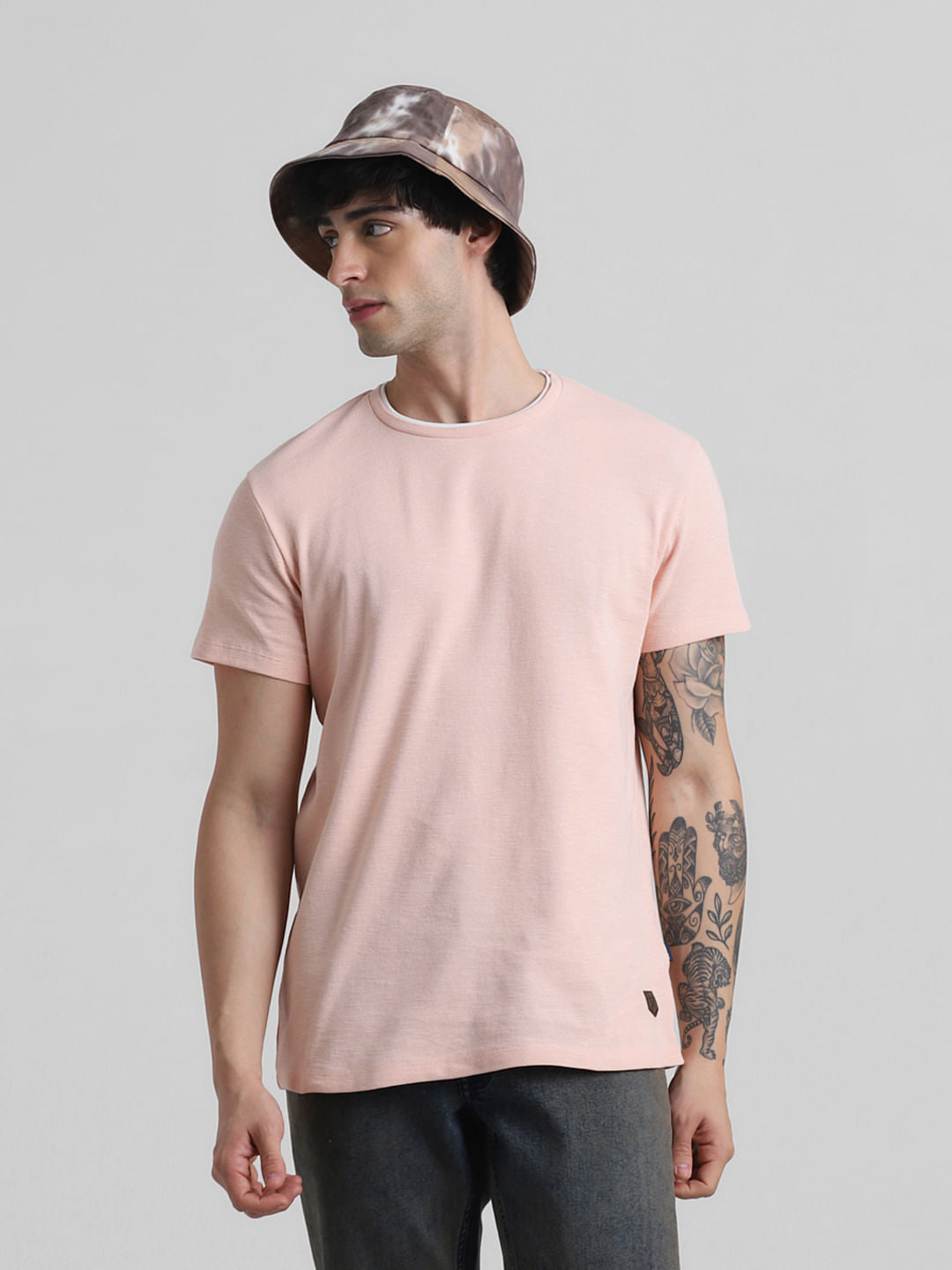Pink Knitted Crew Neck T-shirt - S