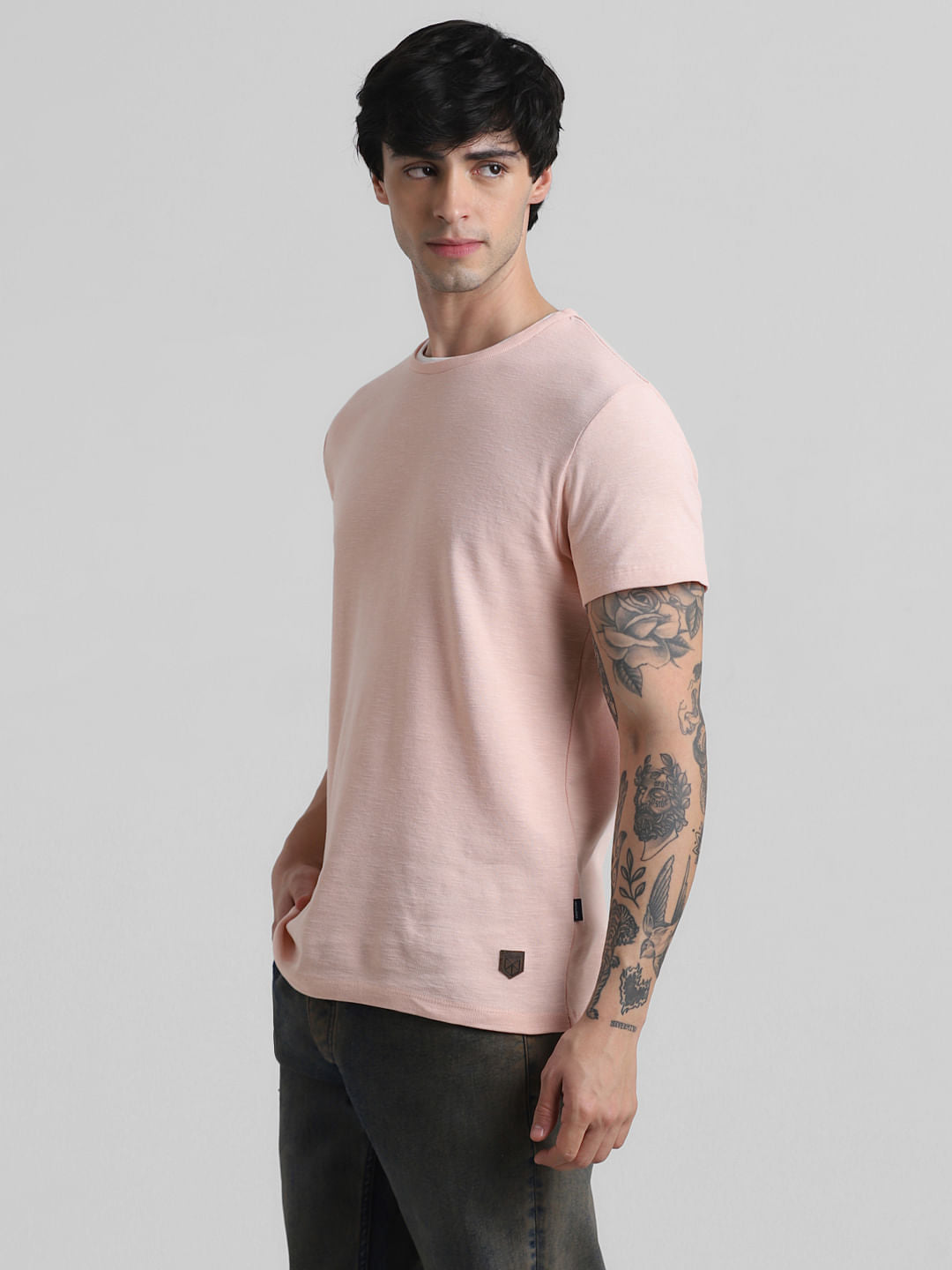 Pink Knitted Crew Neck T-shirt