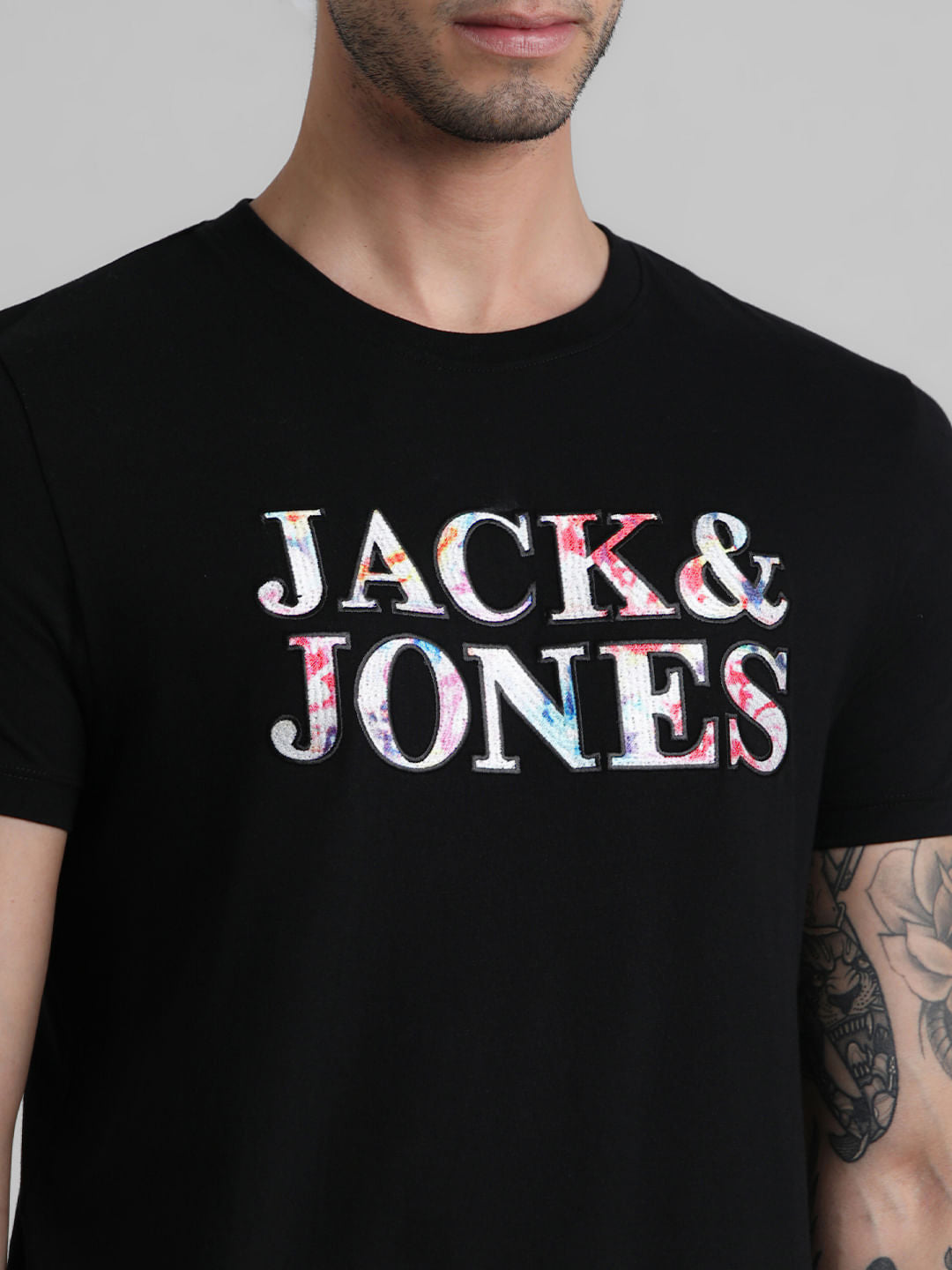 Black Logo Text Print T-shirt