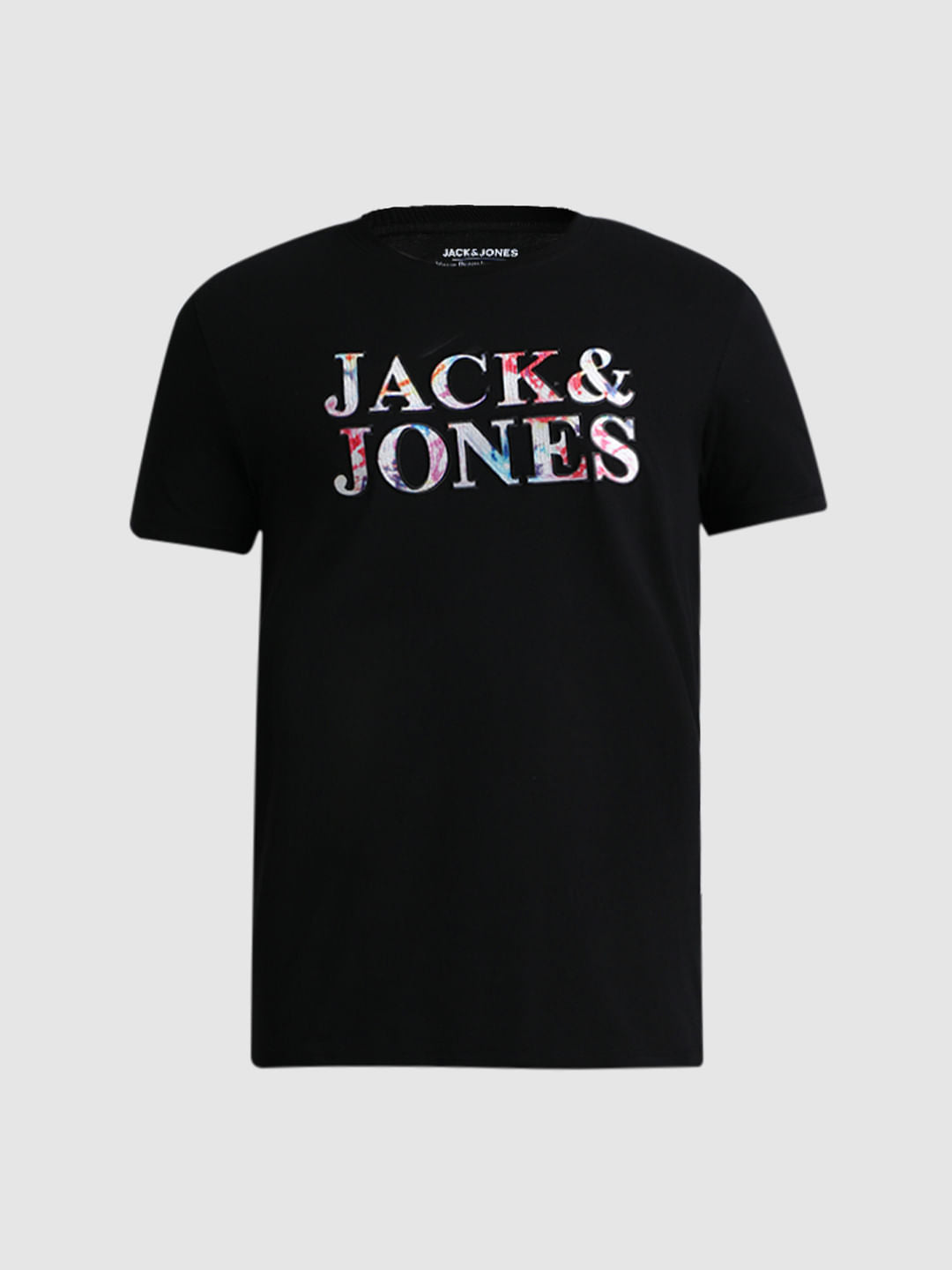 Black Logo Text Print T-shirt
