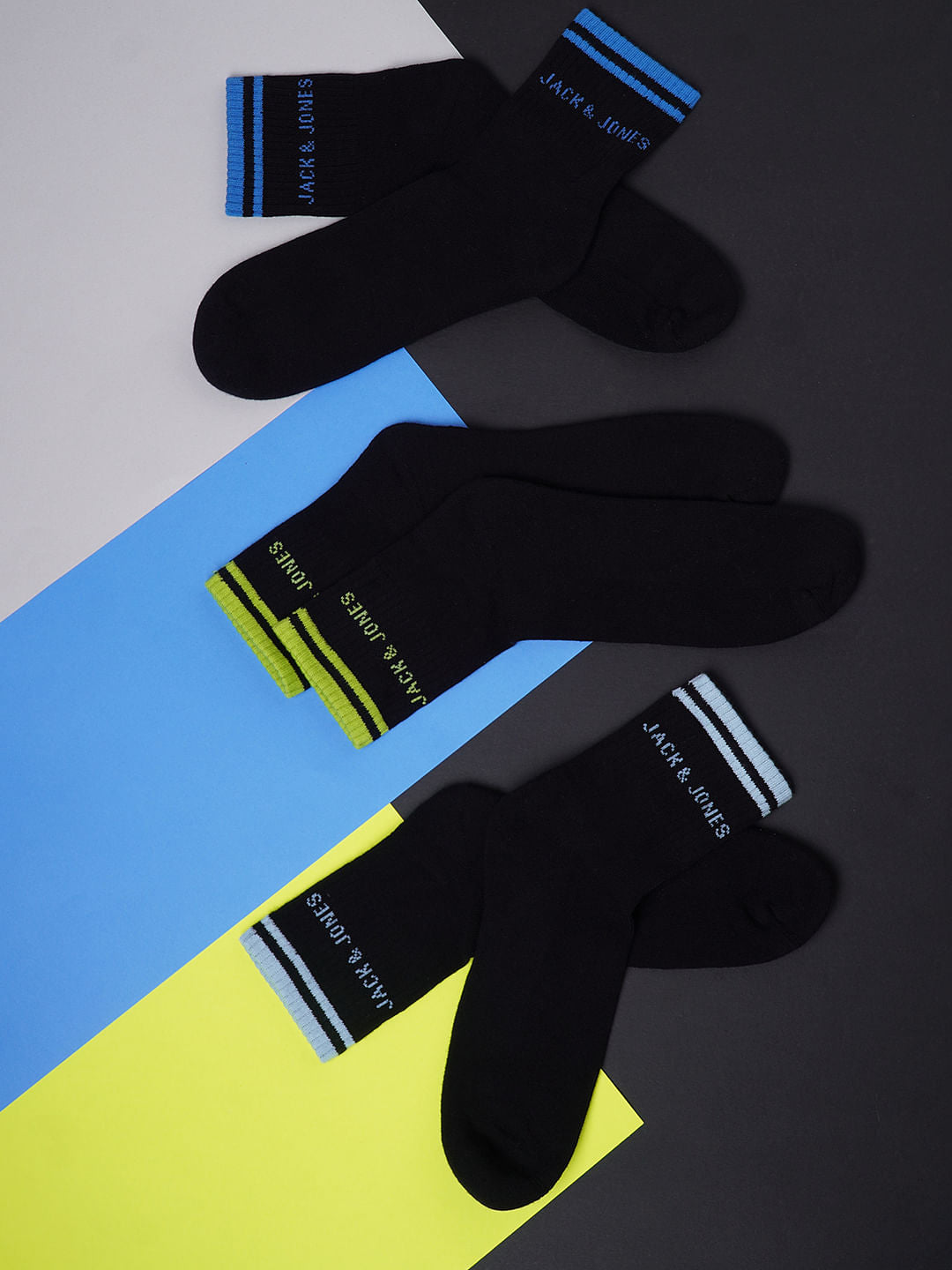 Pack Of 3 Blue Terry Mid Length Socks