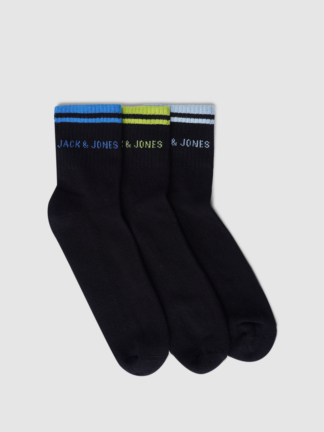Pack Of 3 Blue Terry Mid Length Socks