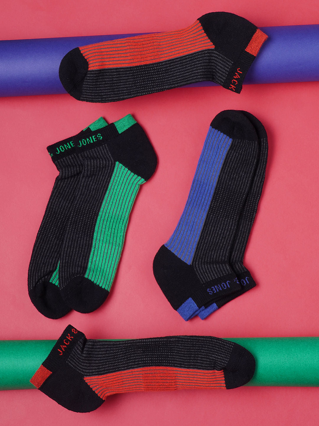 Pack Of 3 Colourblocked Terry Ankle Length Socks - ONE