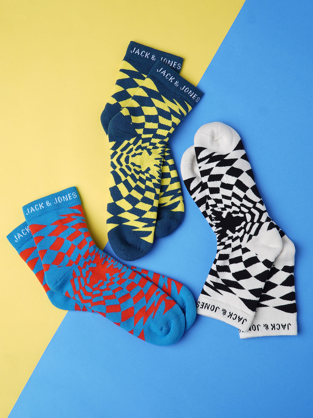 Pack Of 3 Printed Terry Mid Length Socks - ONE