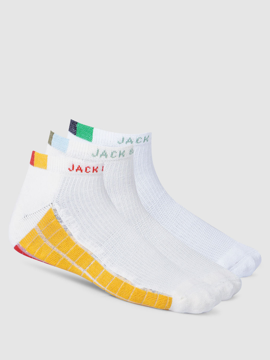 Pack Of 3 Colourblocked Terry Ankle Length Socks - ONE