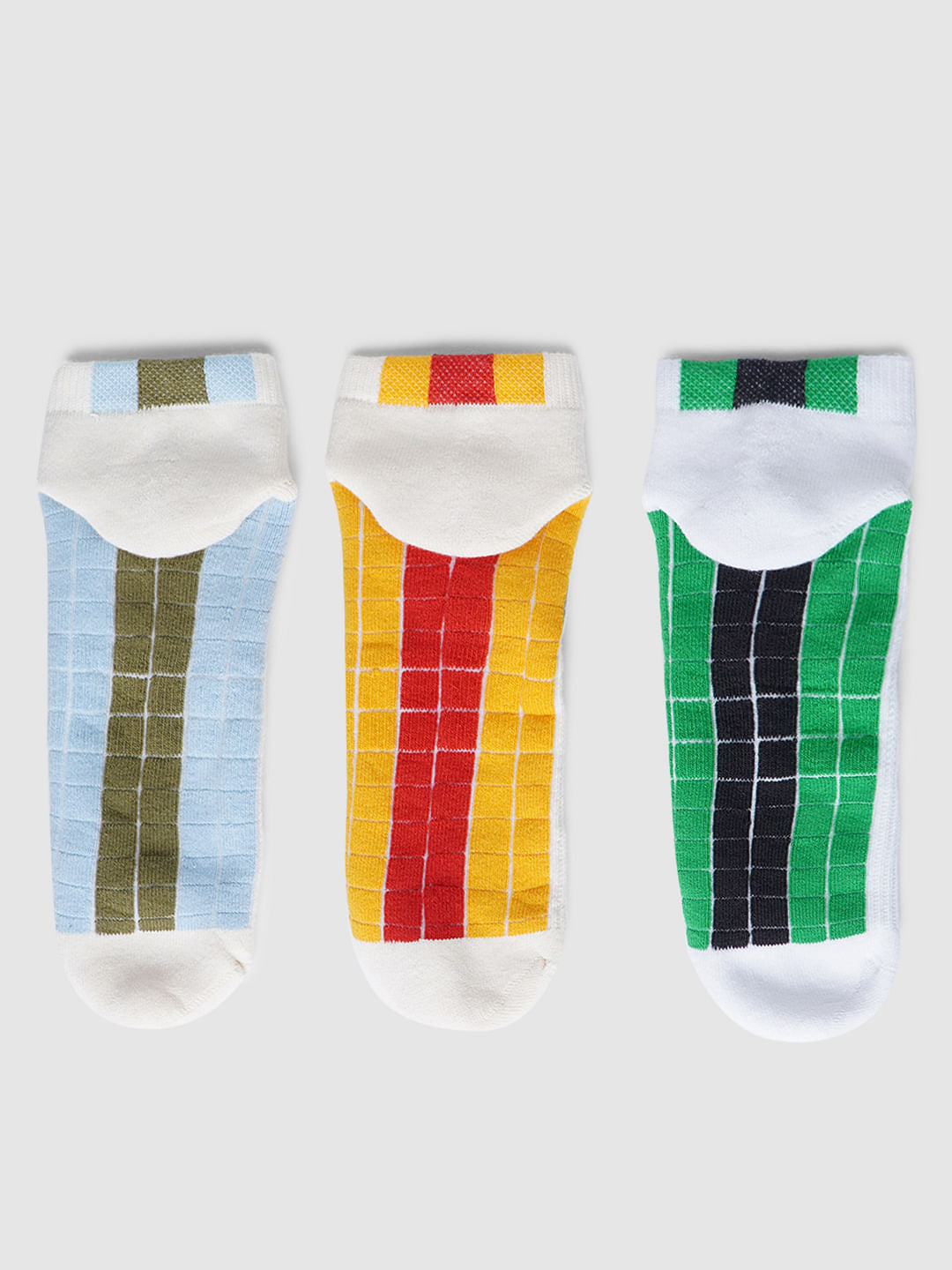Pack Of 3 Colourblocked Terry Ankle Length Socks