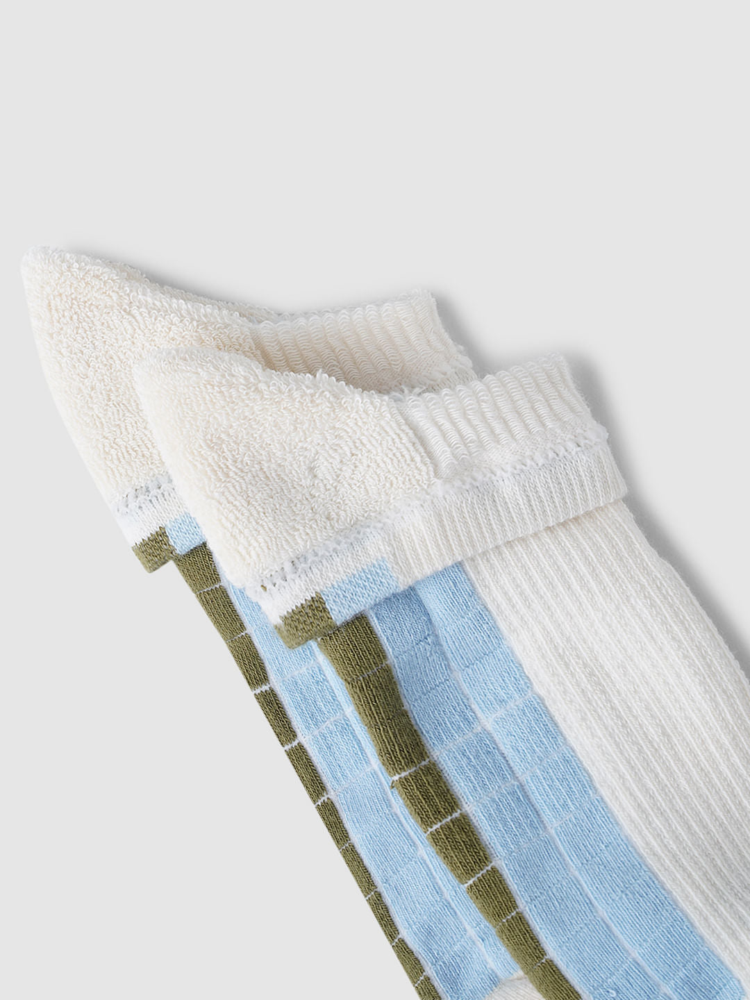 Pack Of 3 Colourblocked Terry Ankle Length Socks