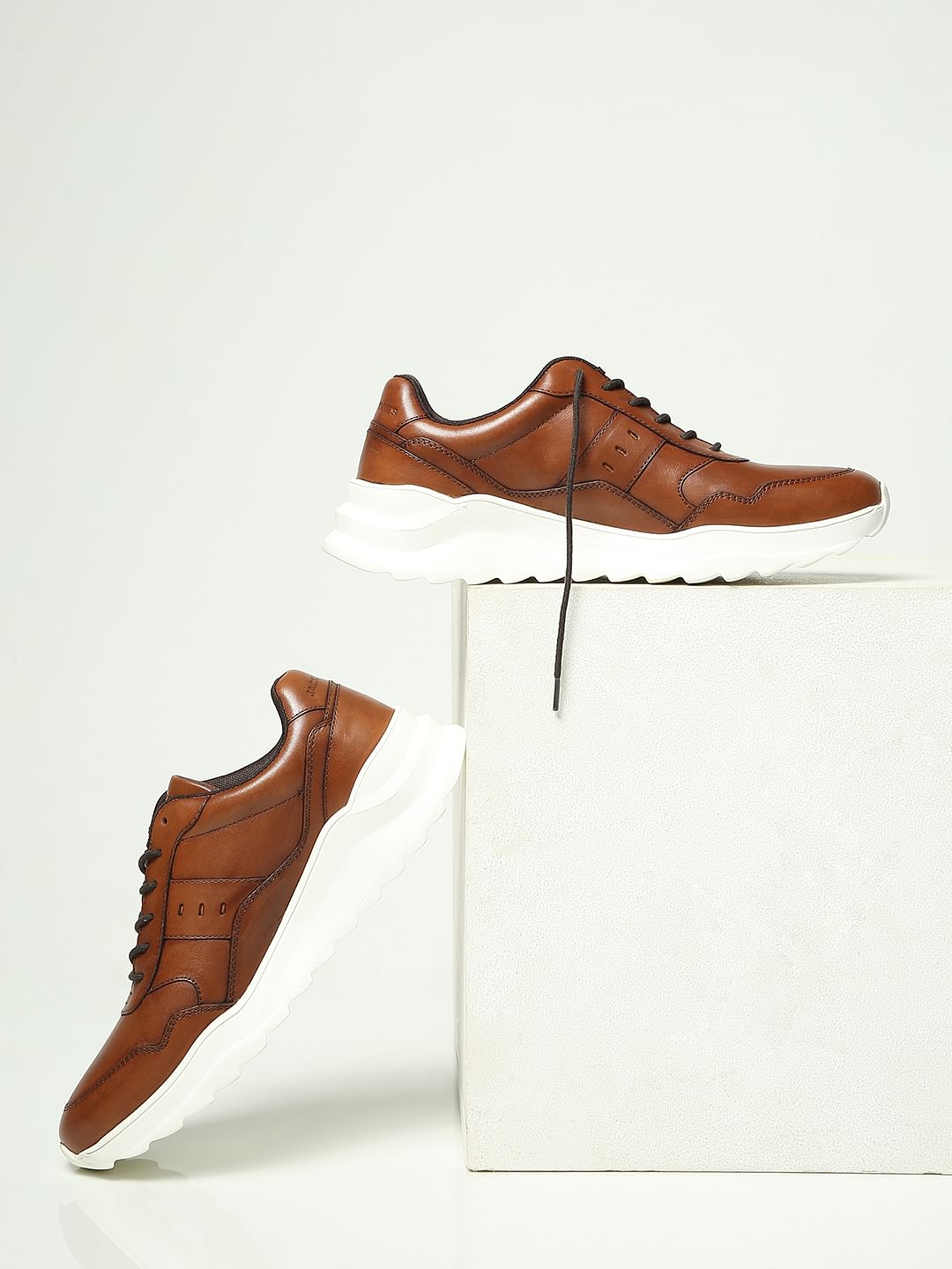 Brown Premium Leather Sneakers - 40