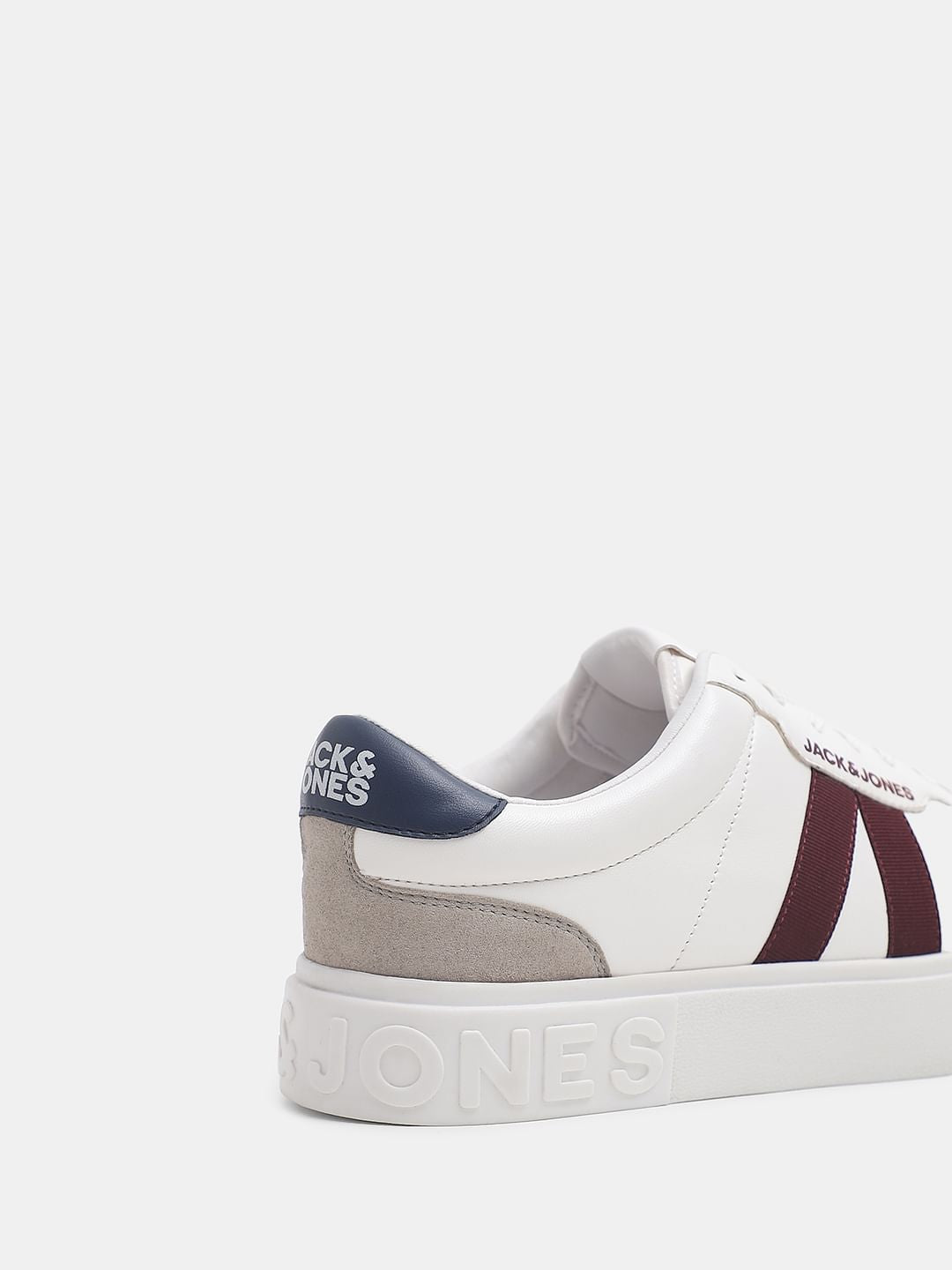 White Colourblocked Lace Up Sneakers