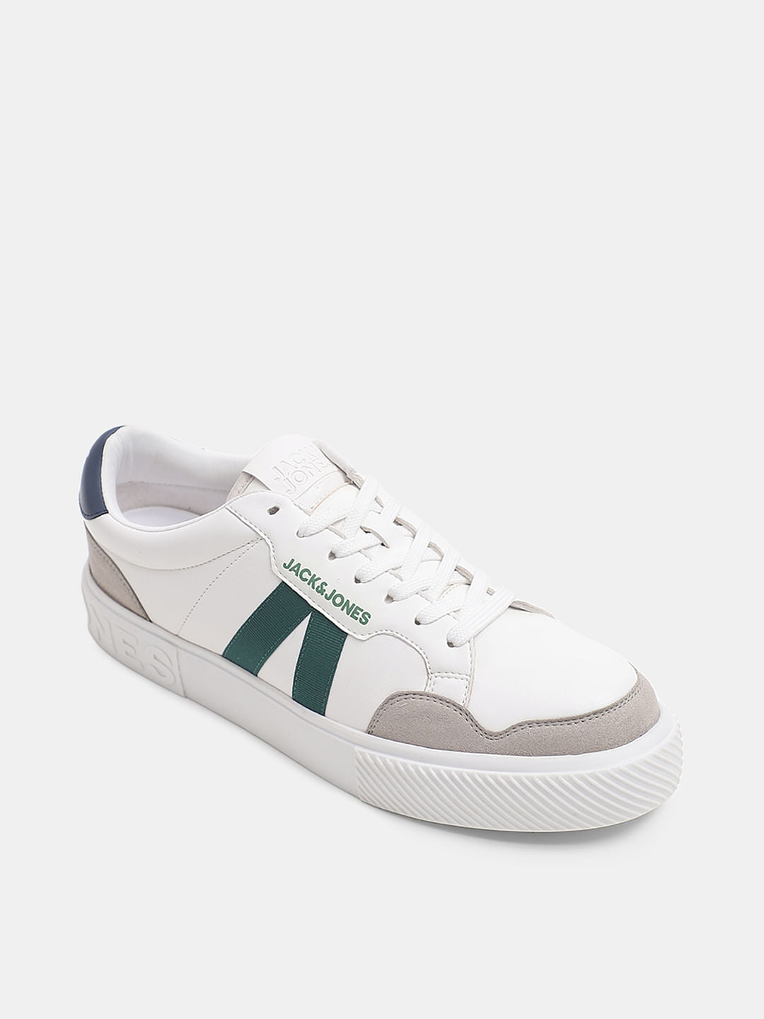 White Colourblocked Lace Up Sneakers