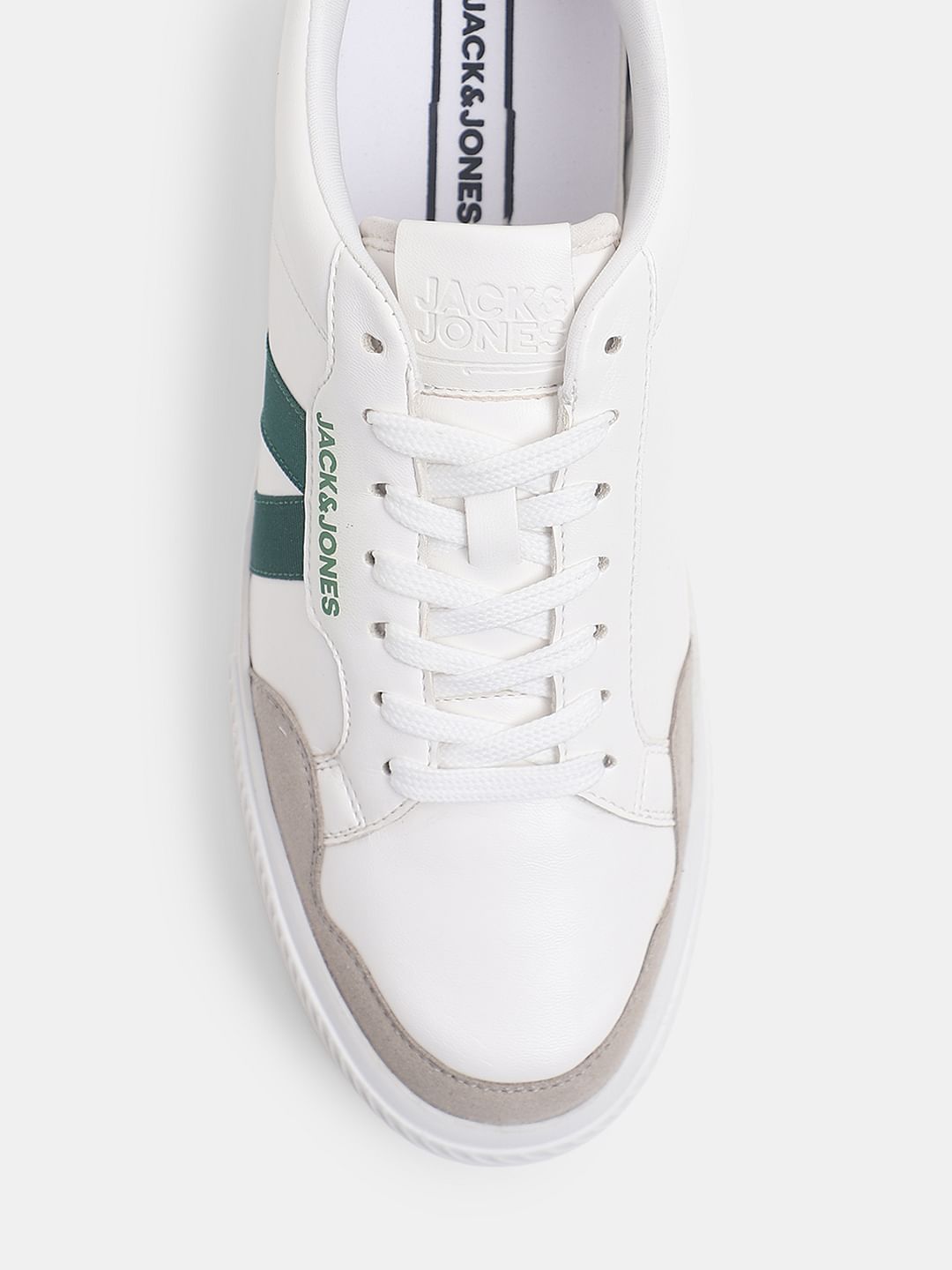 White Colourblocked Lace Up Sneakers