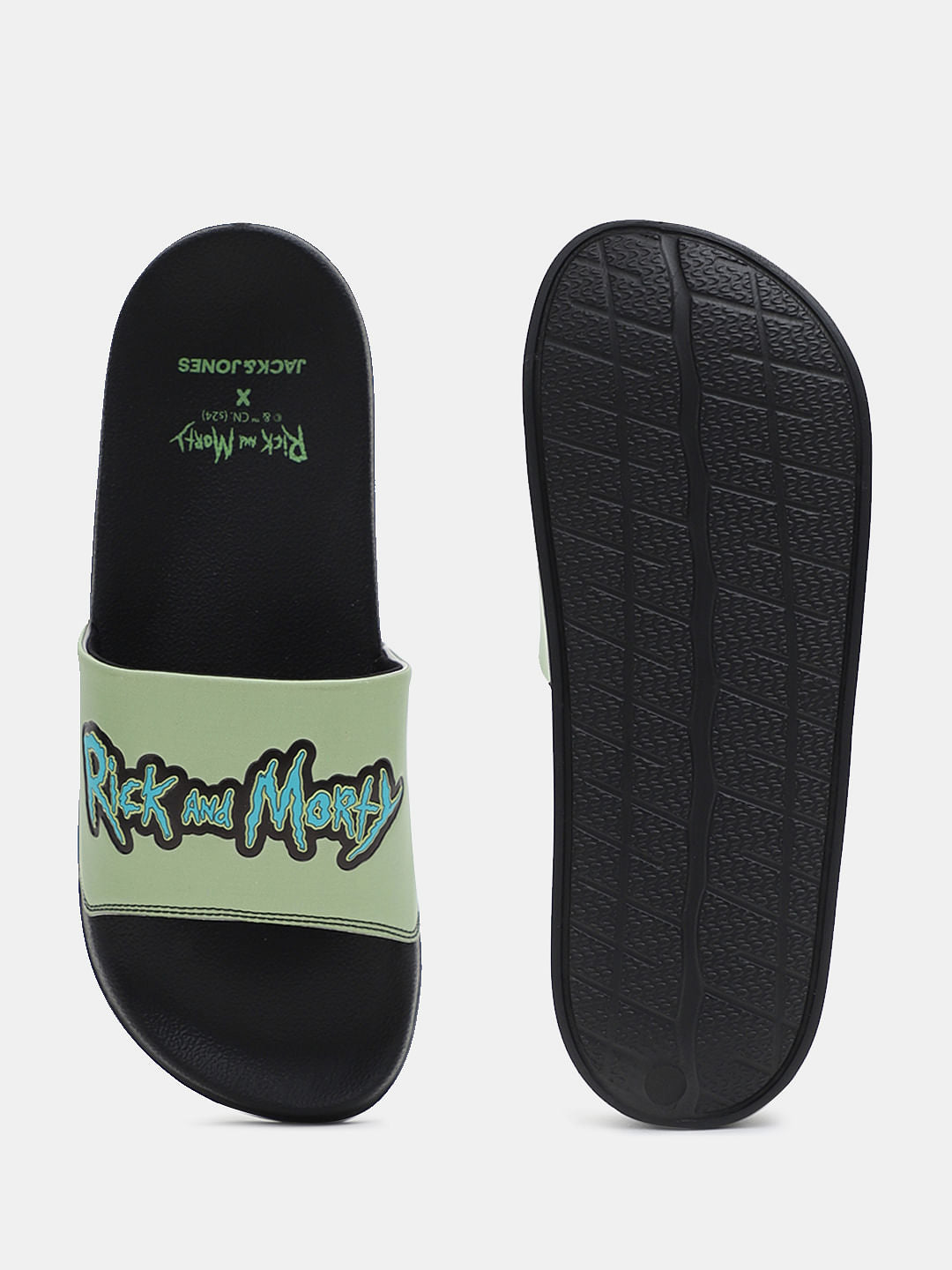 X Rick & Morty Black Typographic Print Sliders