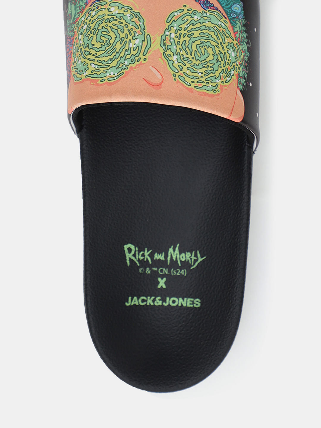 X Rick & Morty Black Printed Sliders