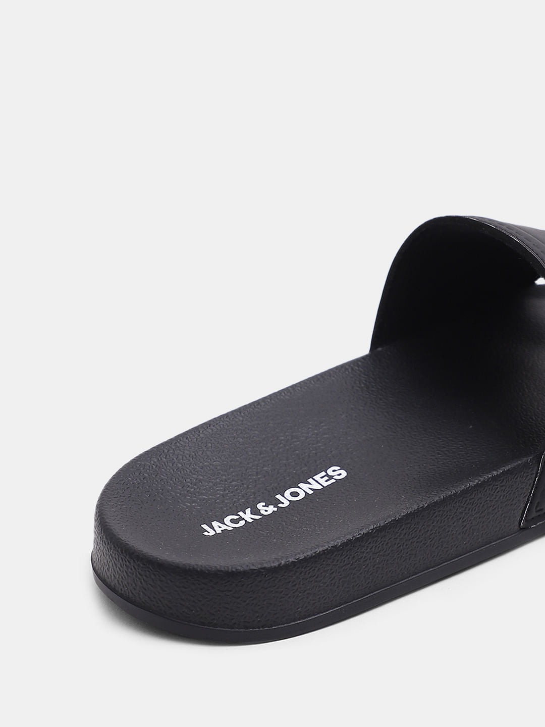 Black Cursive Logo Print Sliders