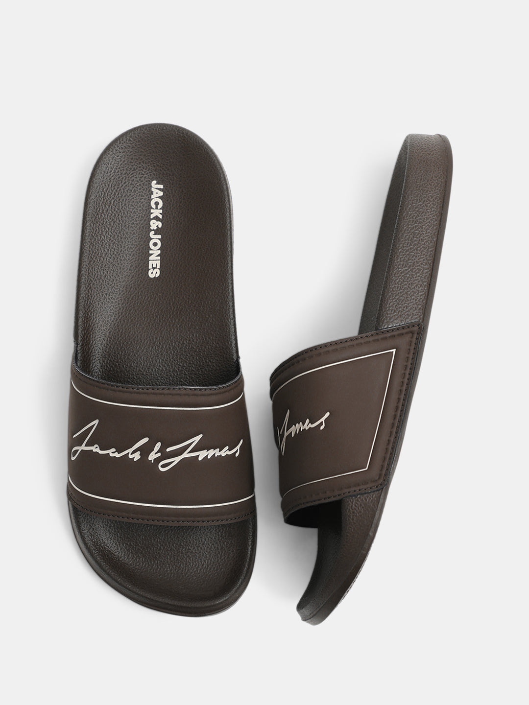 Brown Cursive Logo Pool Sliders