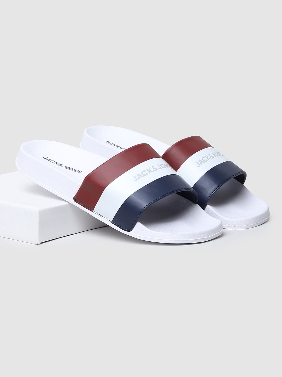 White Striped Slides