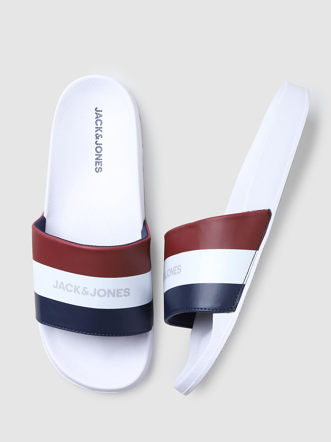 White Striped Slides