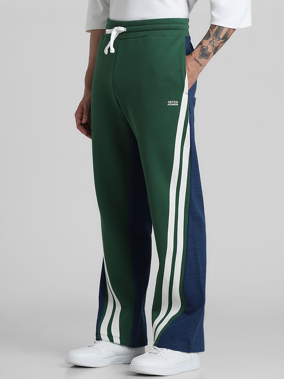 Green & Blue Mid Rise Wide Leg Sweatpants
