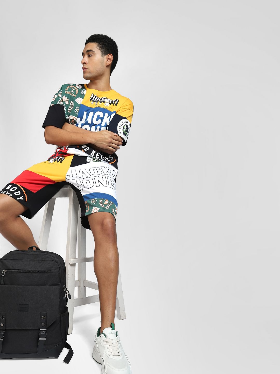 X PEANUTS Black Graphic Print Co-ord Sweatshorts - S