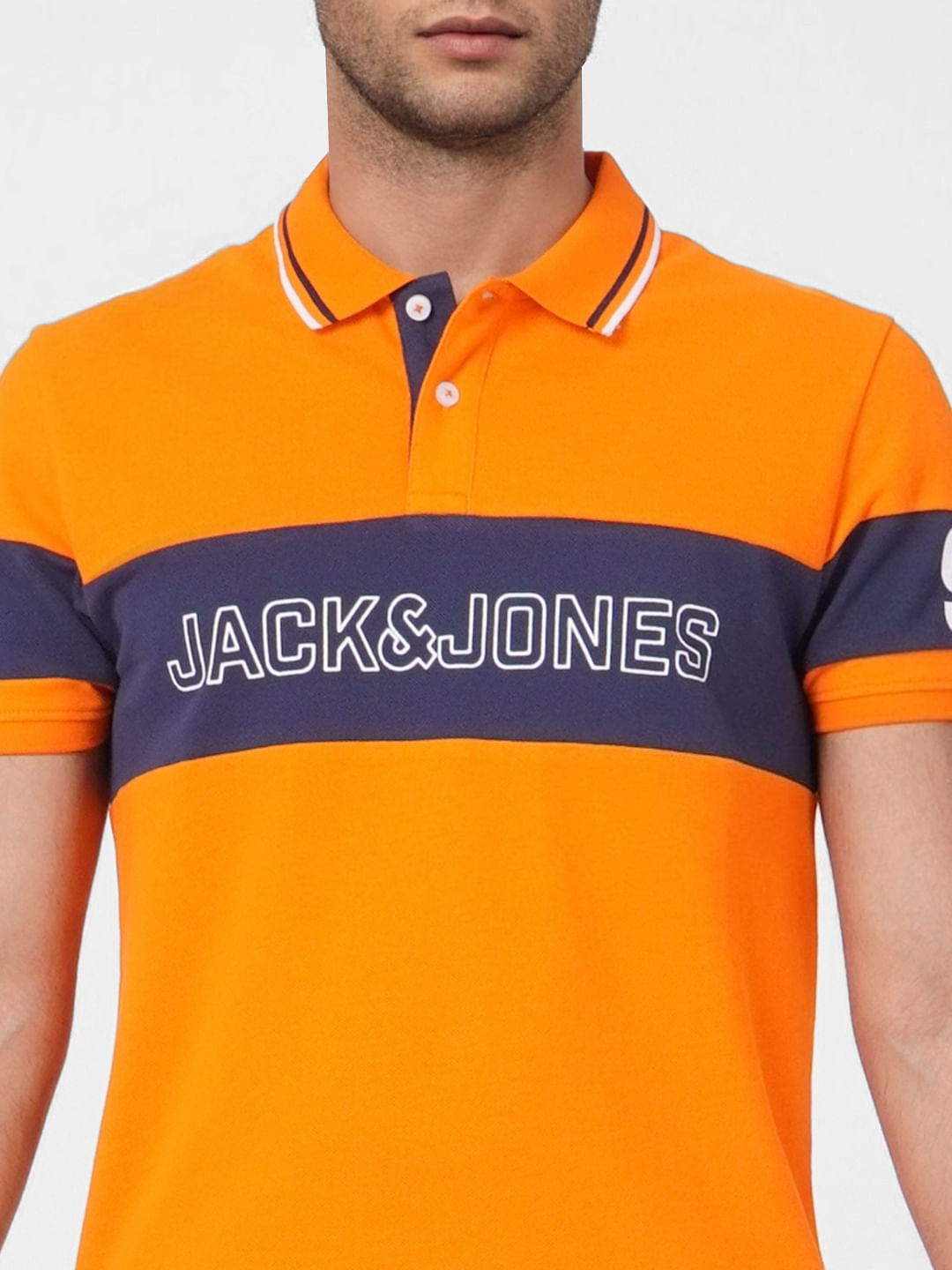 Orange Logo Print Polo T-shirt