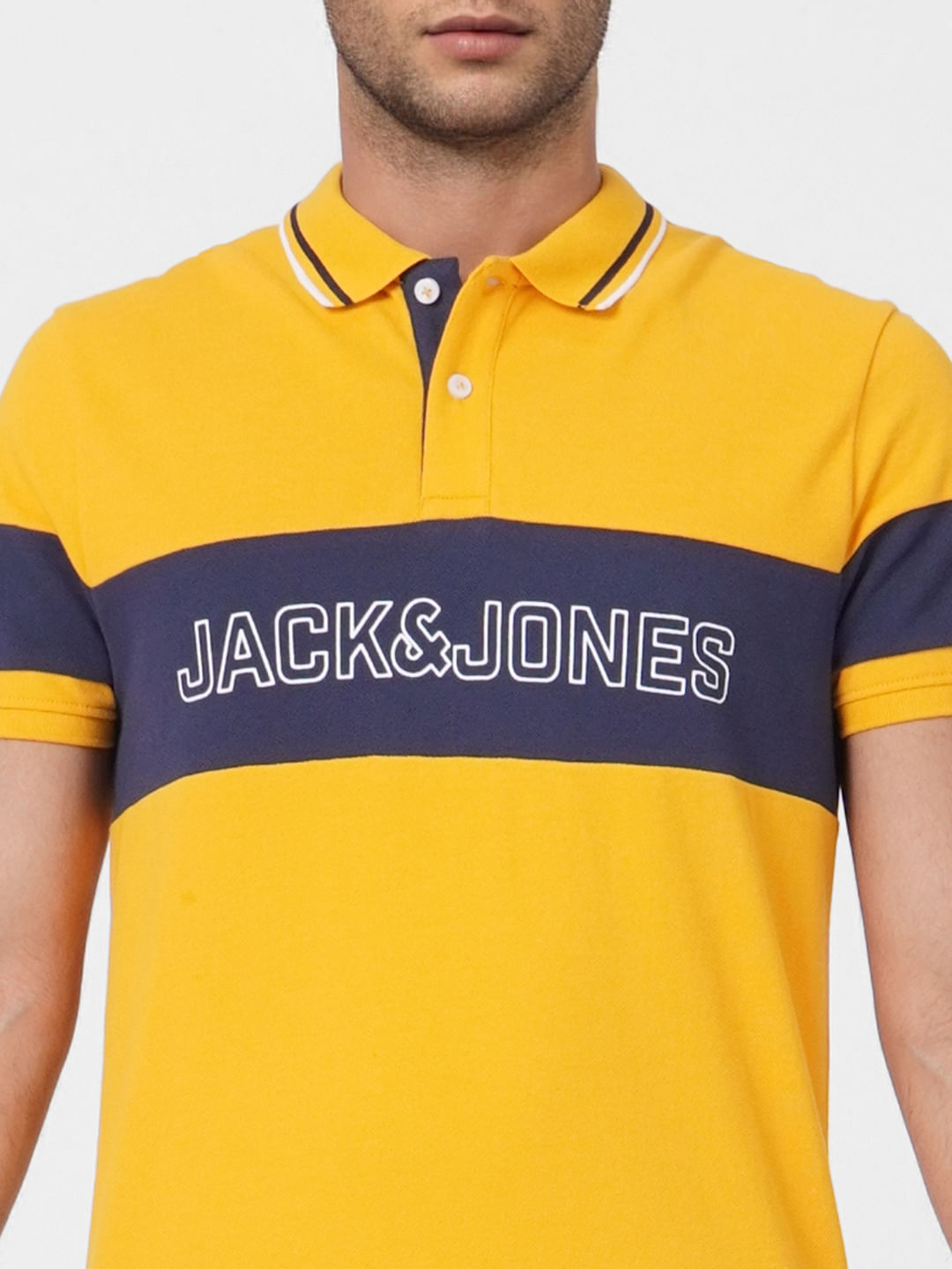 Yellow Logo Print Polo T-shirt