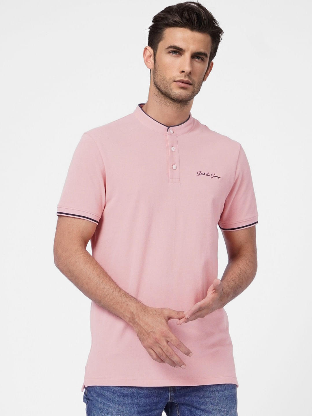 Pink Logo Print Polo T-shirt