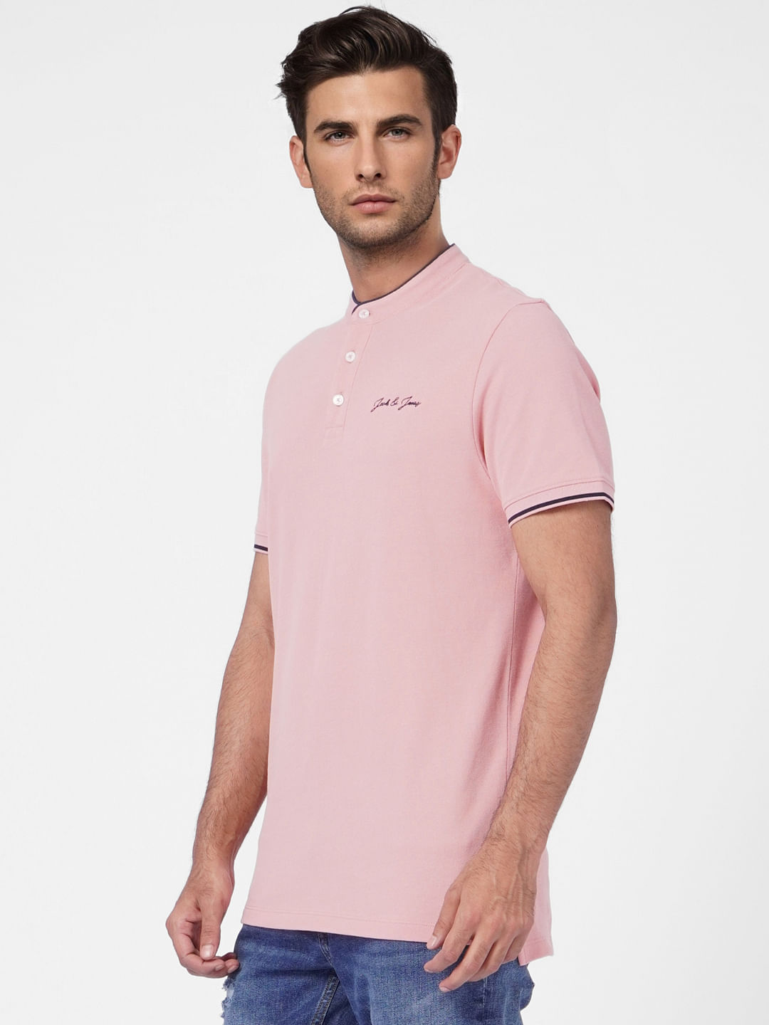 Pink Logo Print Polo T-shirt