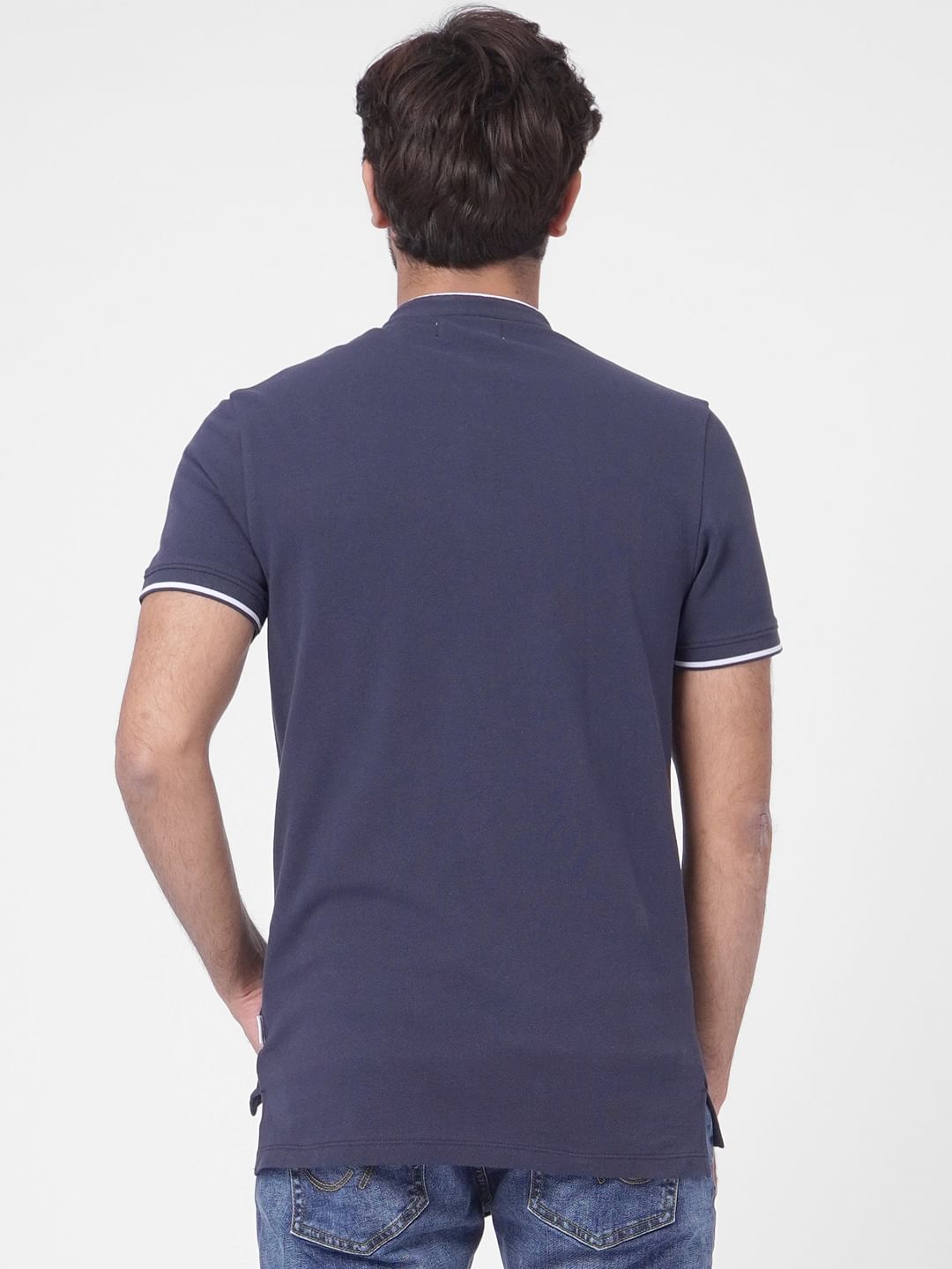 Blue Logo Print Polo T-shirt