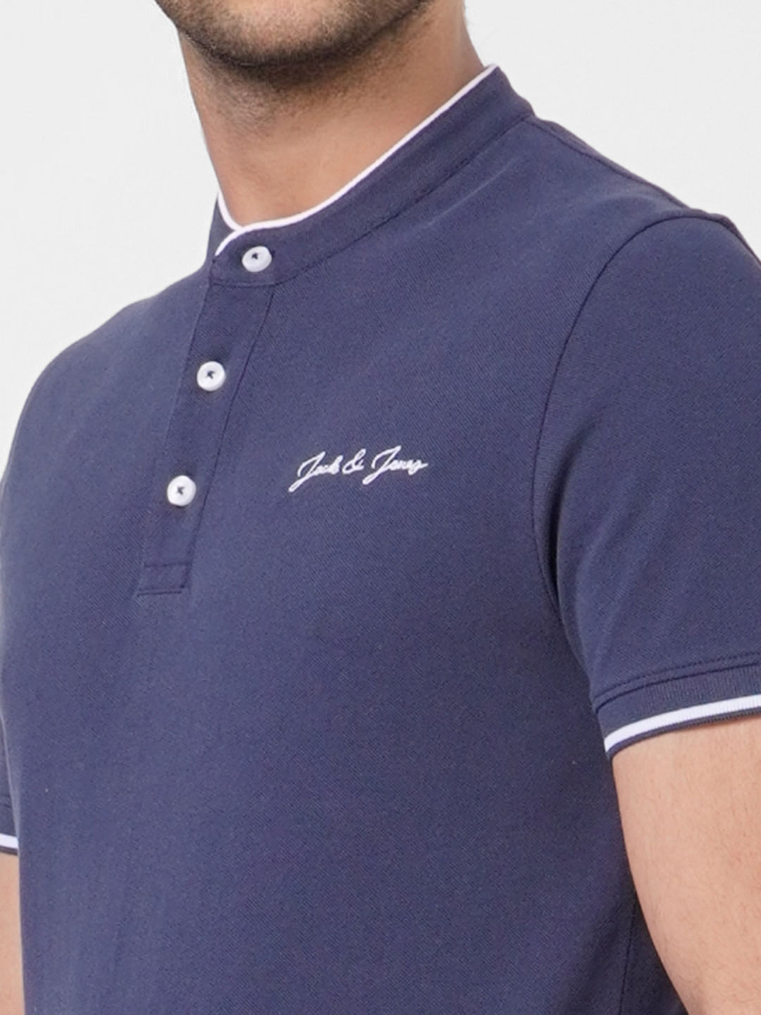 Blue Logo Print Polo T-shirt