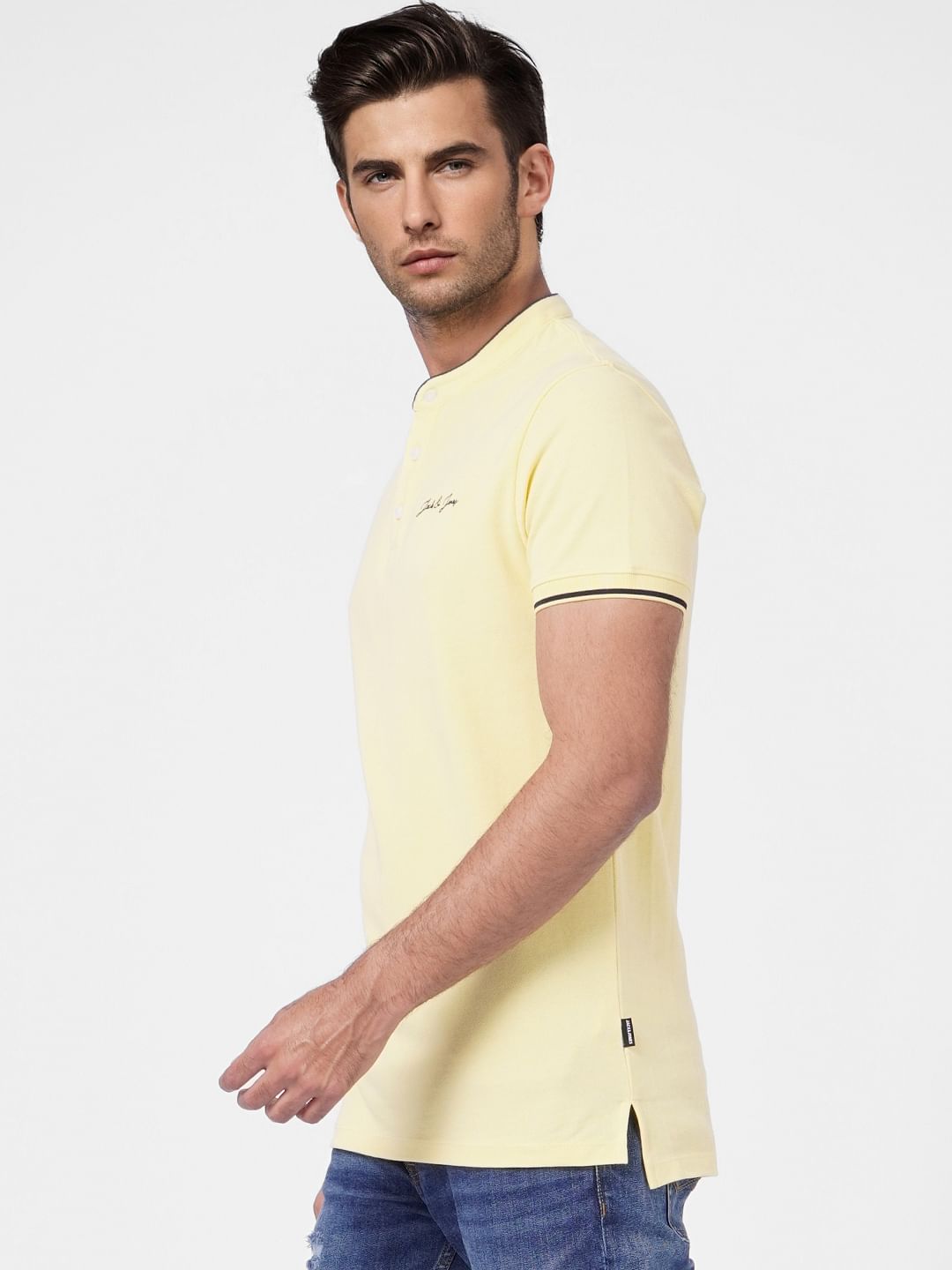 Yellow Logo Print Polo T-shirt