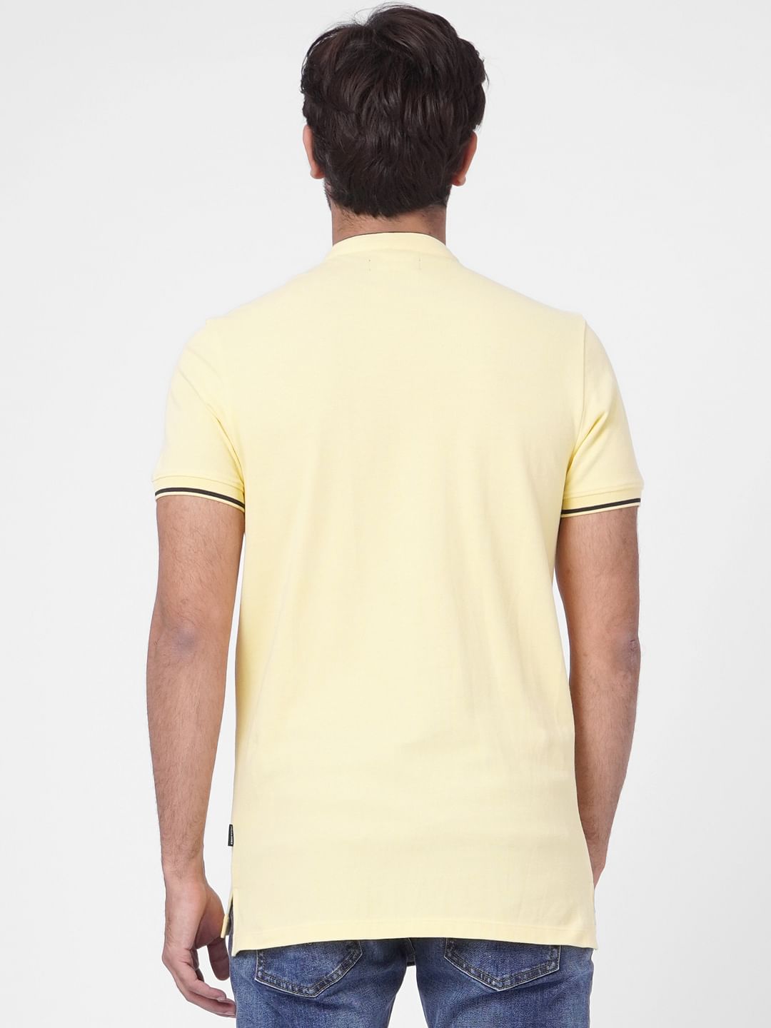 Yellow Logo Print Polo T-shirt