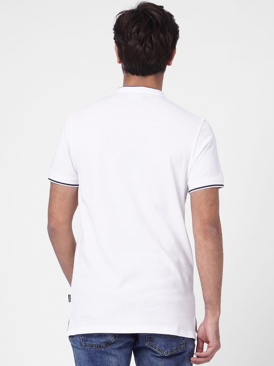 White Logo Print Polo T-shirt