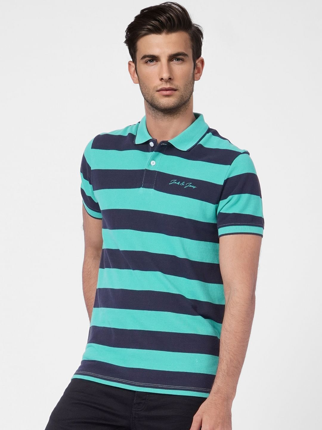 Green Striped Polo T-shirt