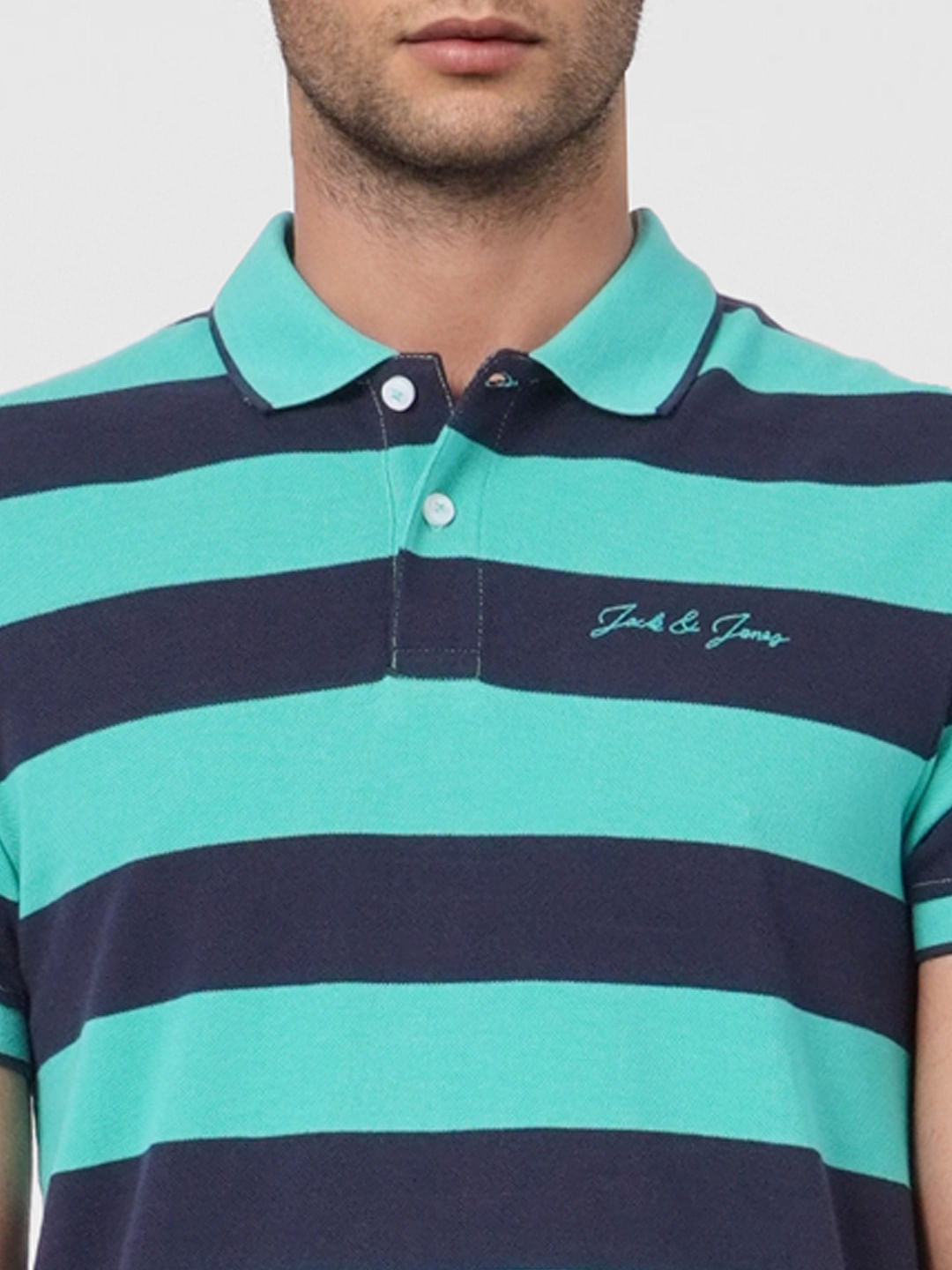 Green Striped Polo T-shirt