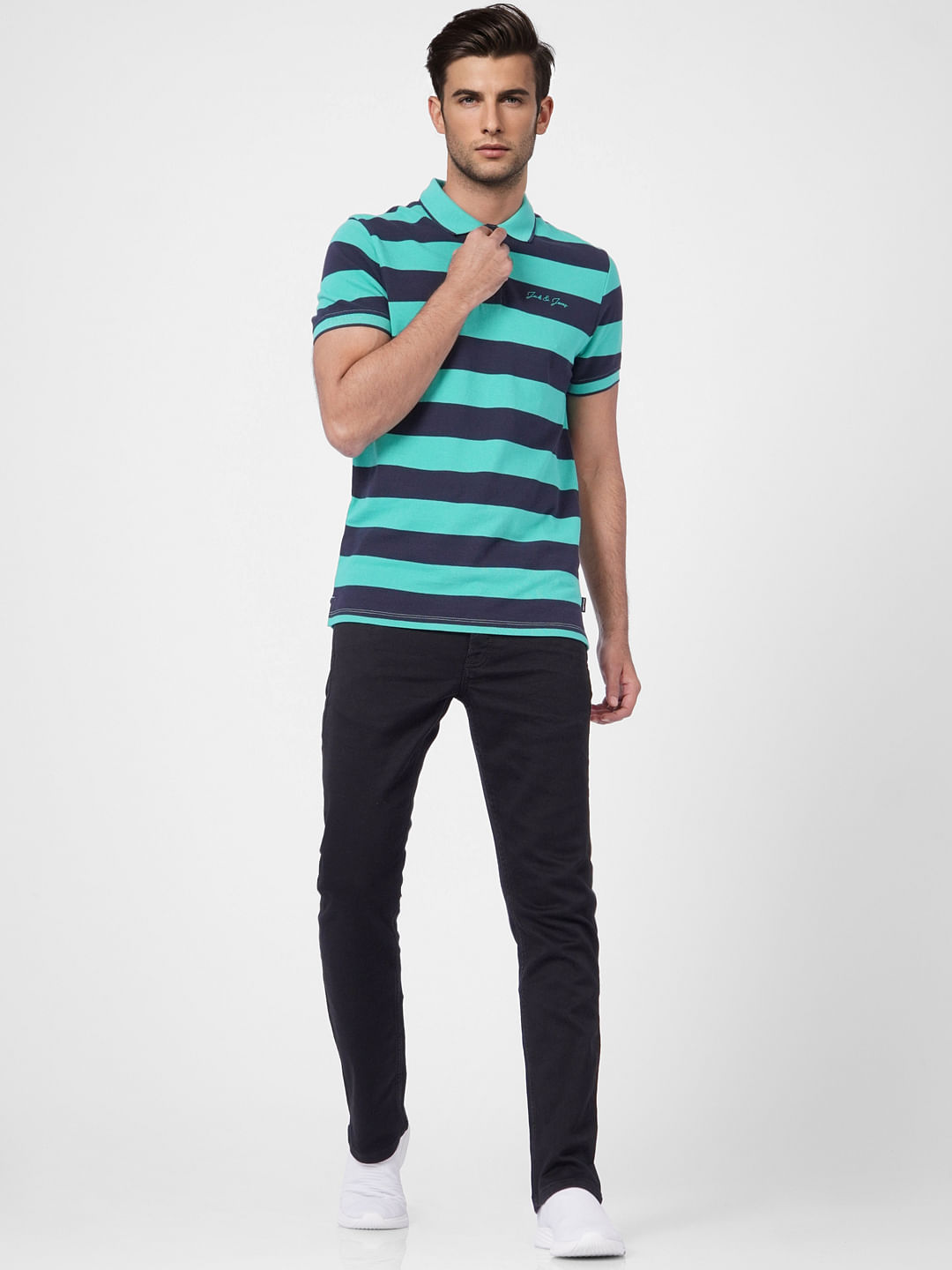 Green Striped Polo T-shirt