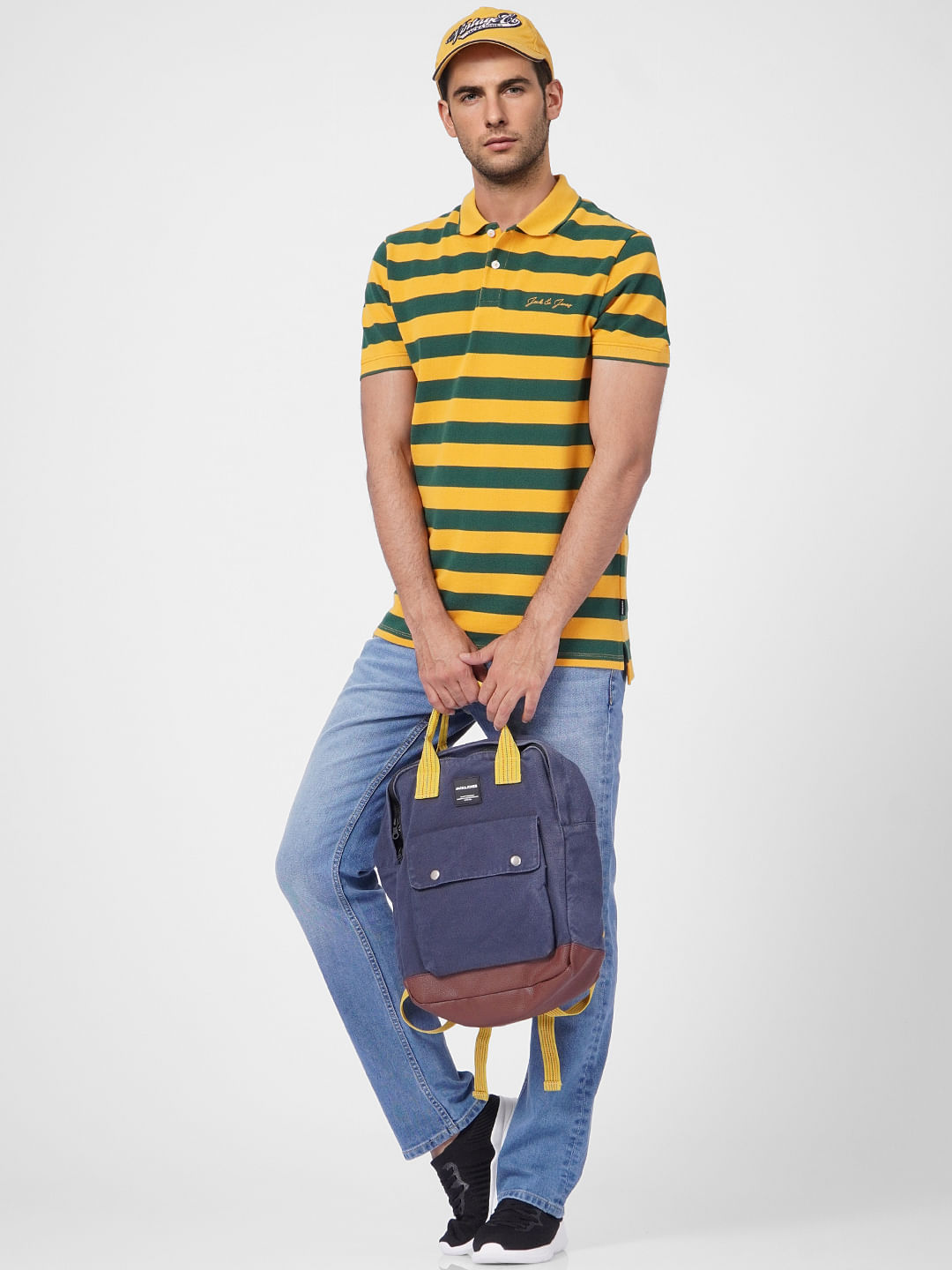 Yellow Striped Polo T-shirt